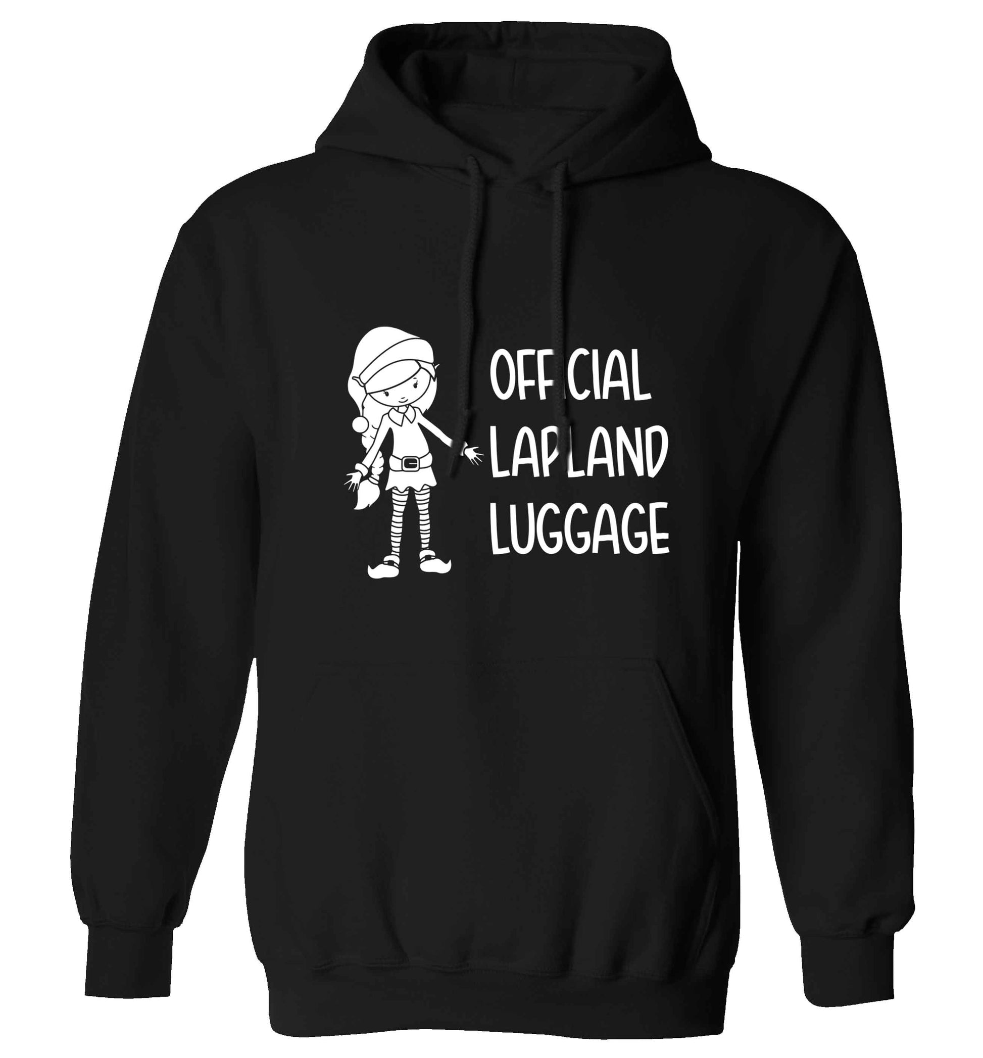 Official lapland luggage - Elf snowflake adults unisex black hoodie 2XL