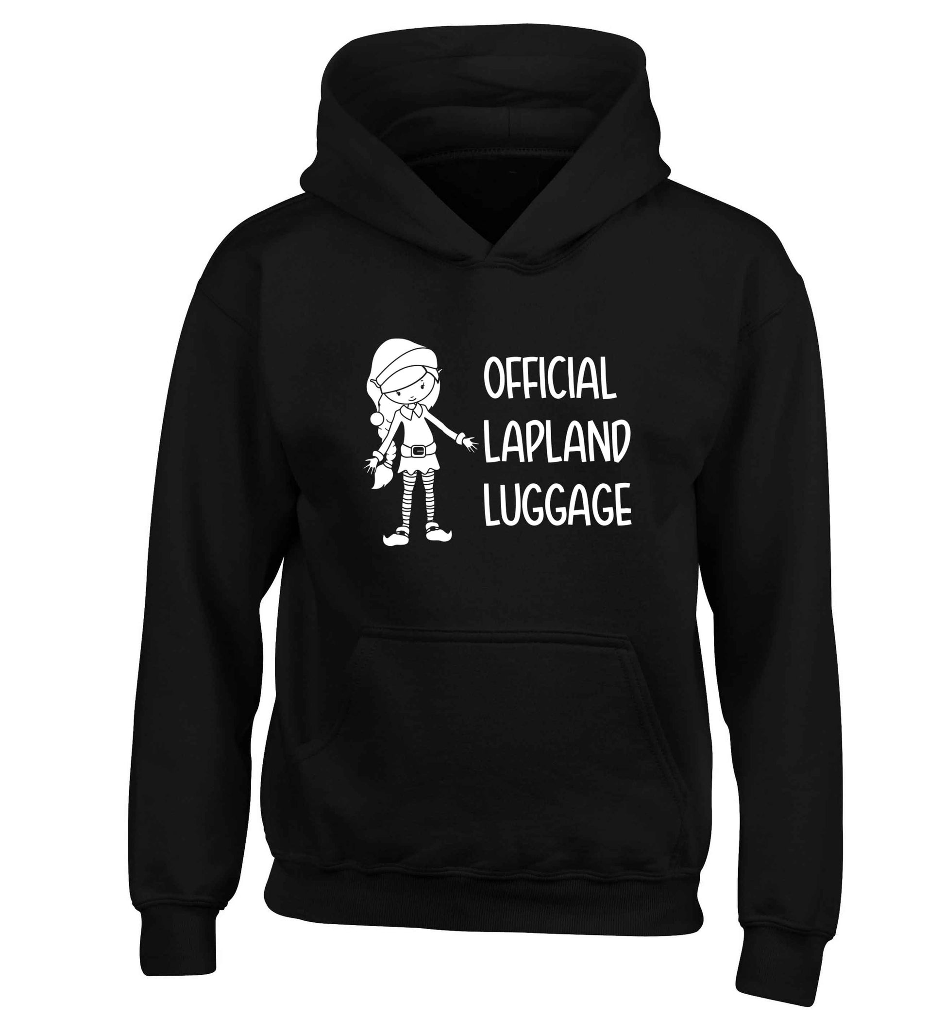 Official lapland luggage - Elf snowflake children's black hoodie 12-13 Years