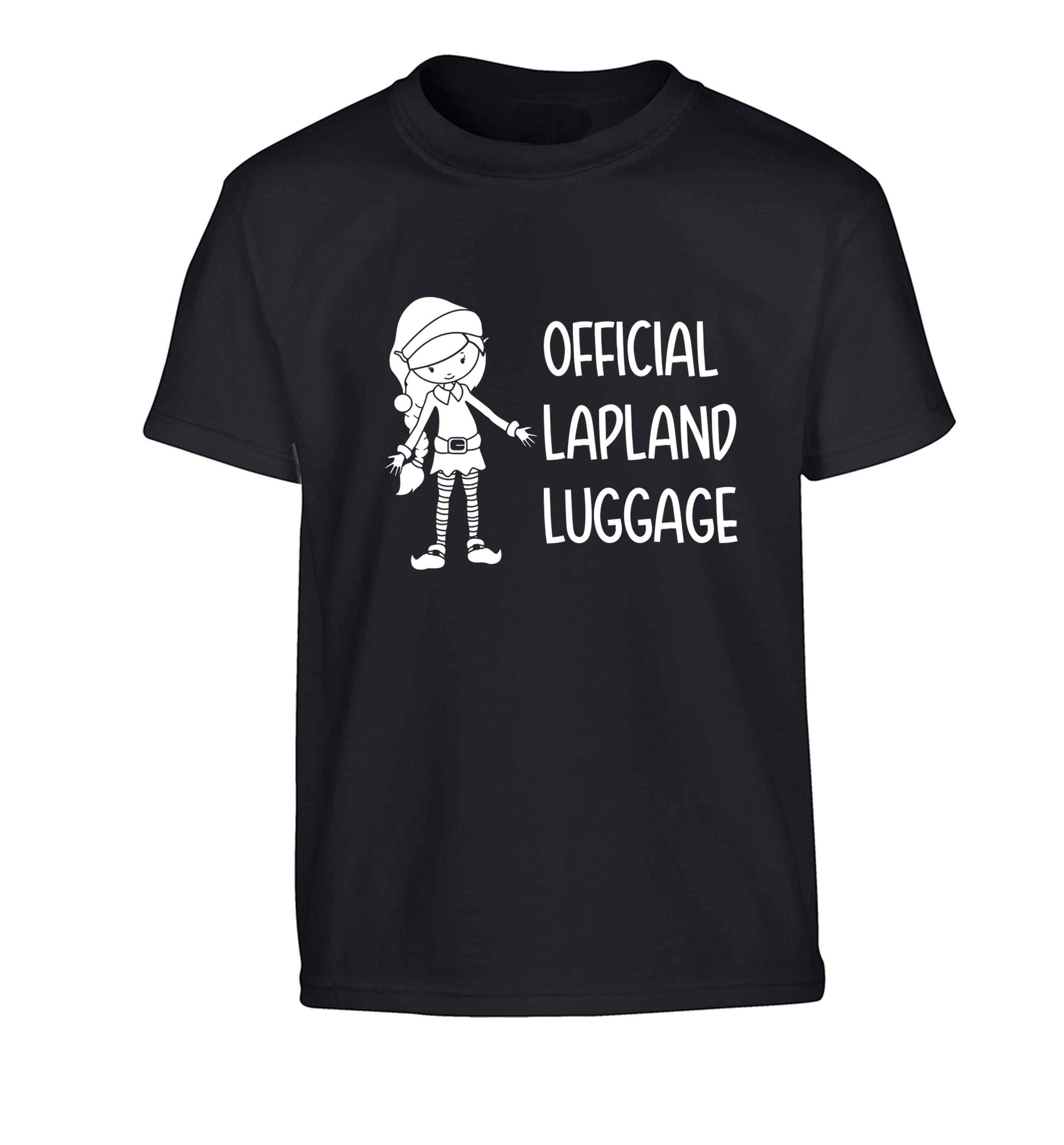 Official lapland luggage - Elf snowflake Children's black Tshirt 12-13 Years