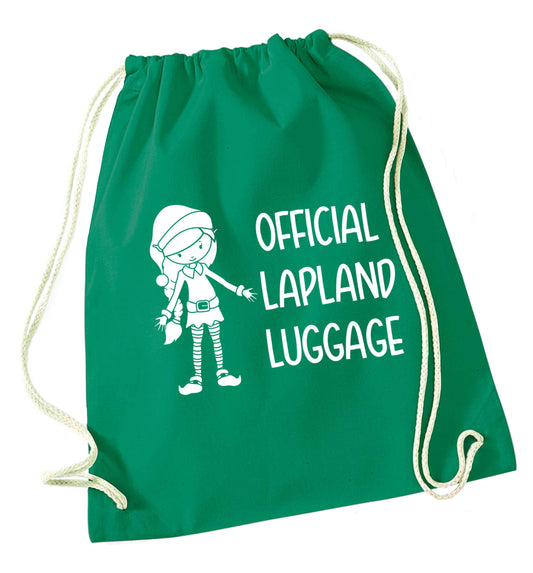 Official lapland luggage - Elf snowflake green drawstring bag