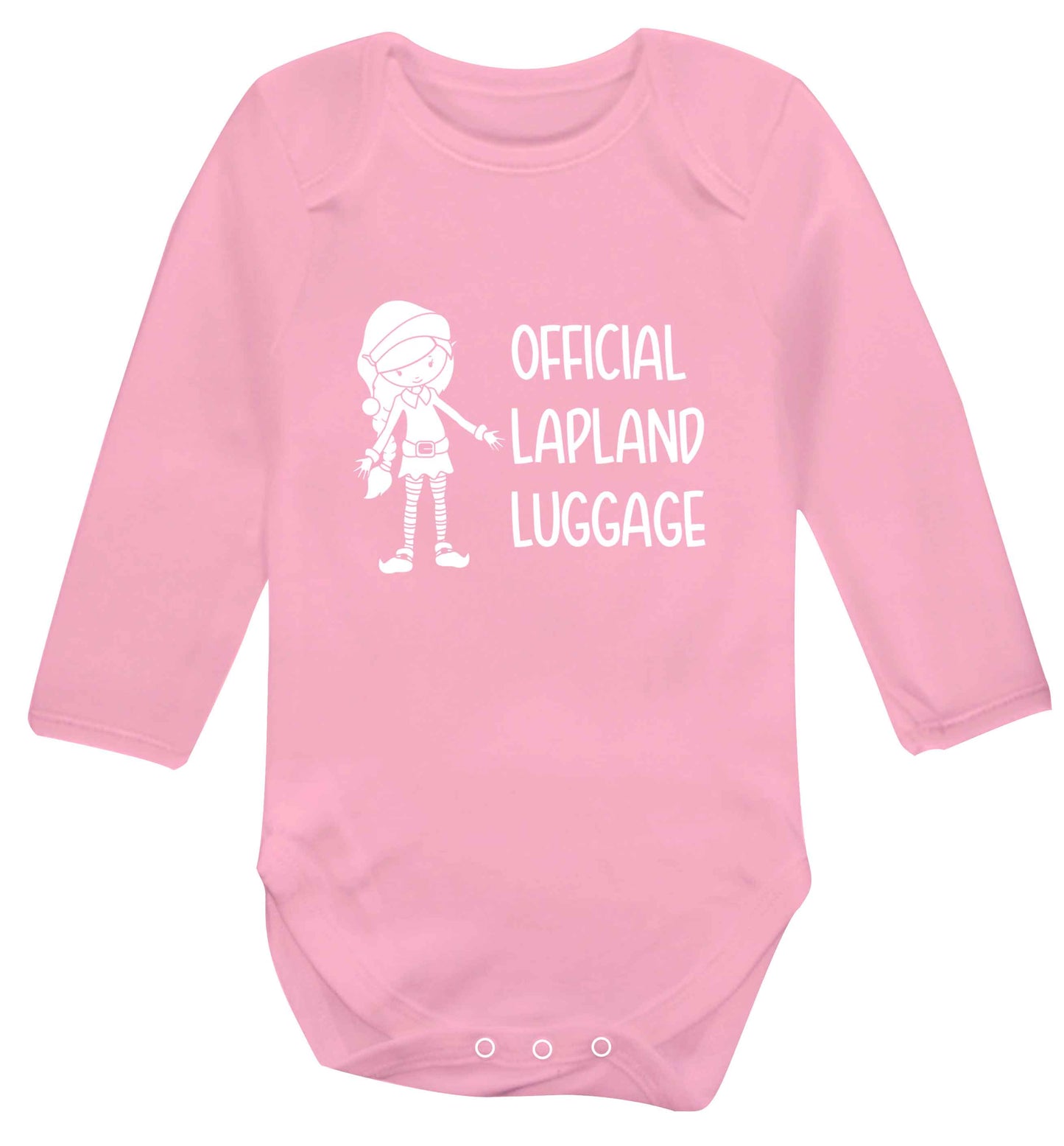 Official lapland luggage - Elf snowflake baby vest long sleeved pale pink 6-12 months
