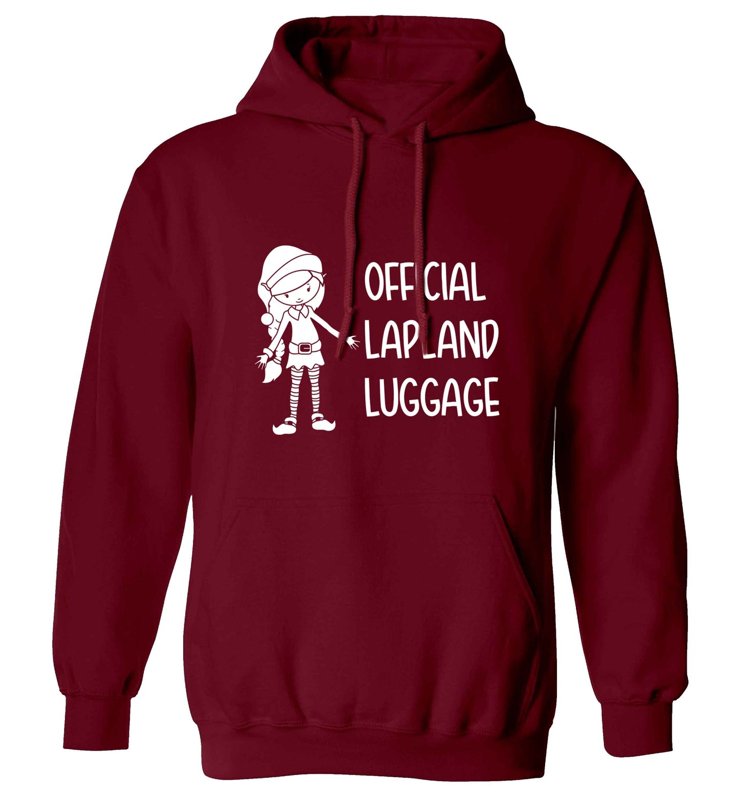 Official lapland luggage - Elf snowflake adults unisex maroon hoodie 2XL