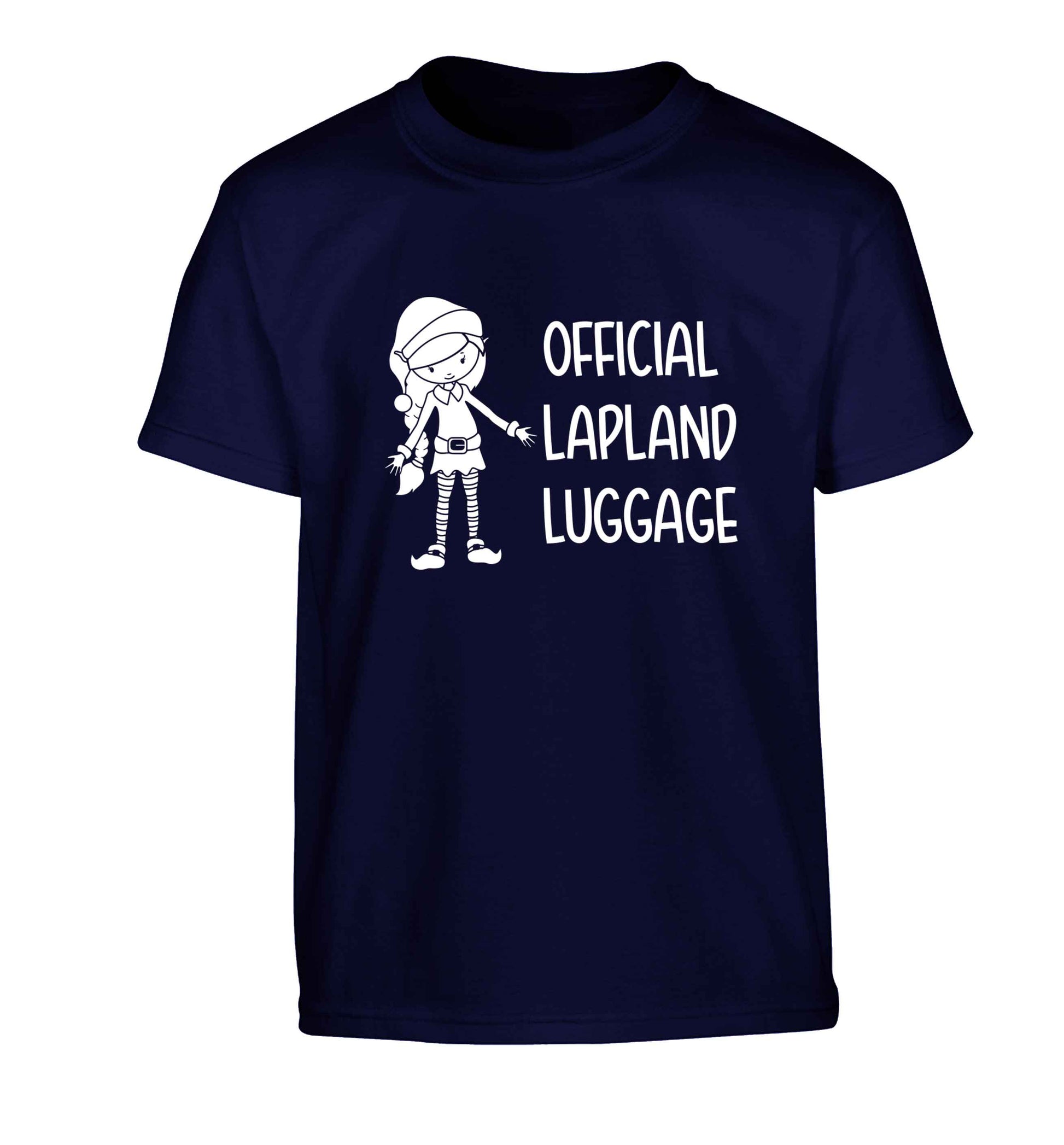 Official lapland luggage - Elf snowflake Children's navy Tshirt 12-13 Years