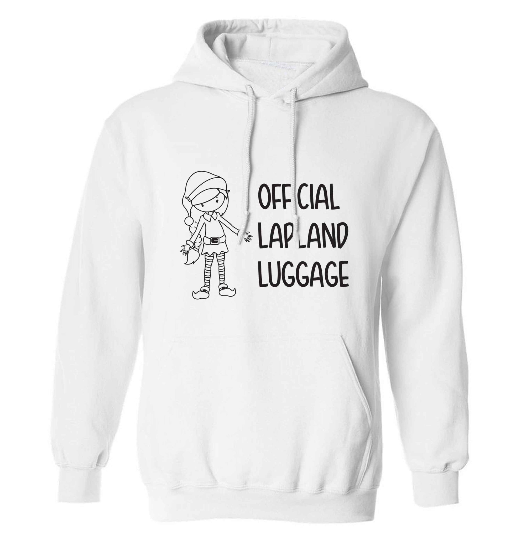 Official lapland luggage - Elf snowflake adults unisex white hoodie 2XL