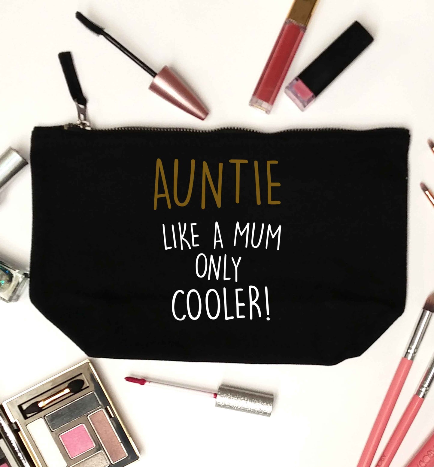 Auntie like a mum only cooler black makeup bag
