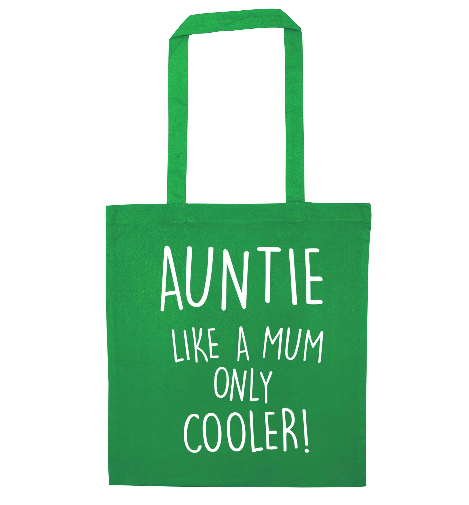 Auntie like a mum only cooler green tote bag
