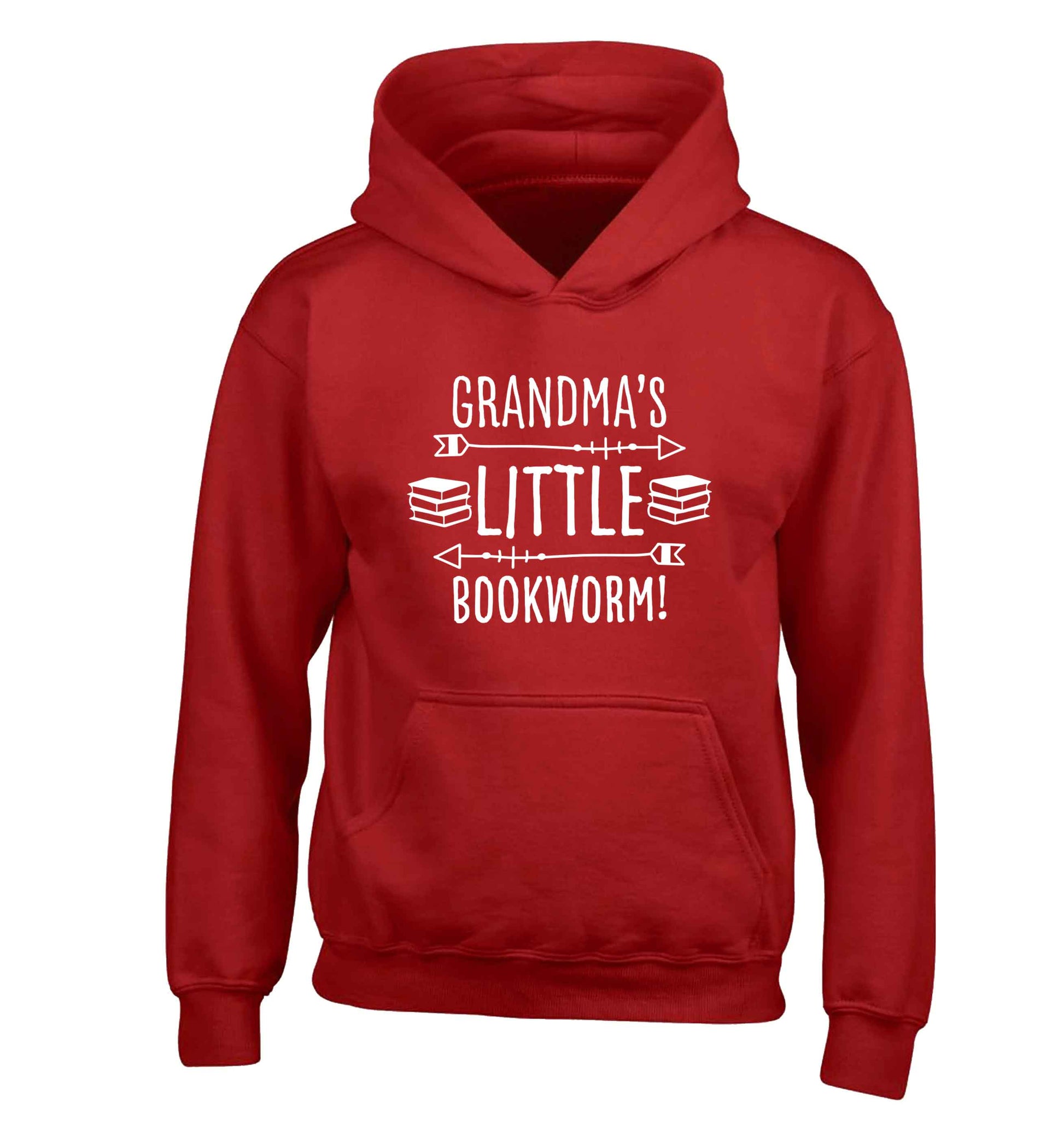 Grandma's little bookworm children's red hoodie 12-13 Years