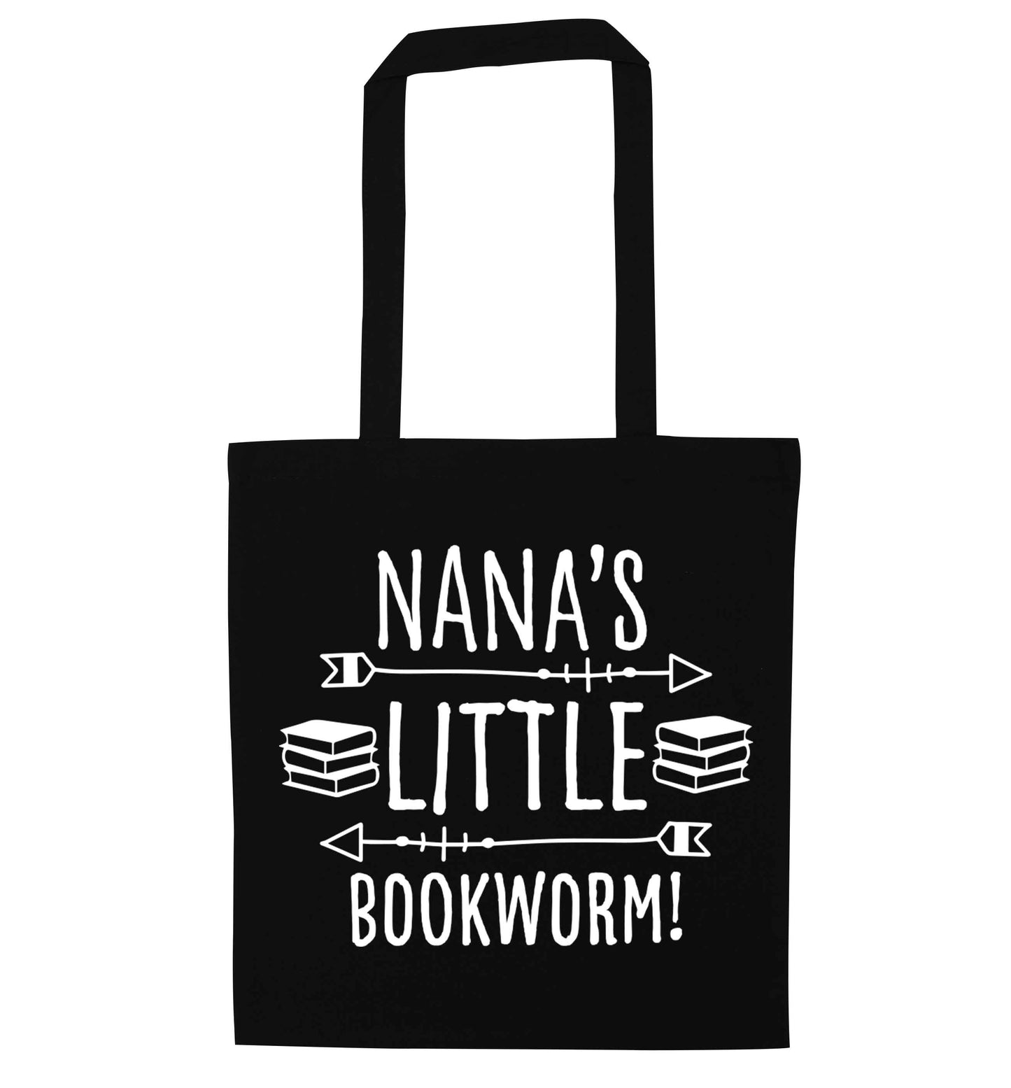 Nana's little bookworm black tote bag