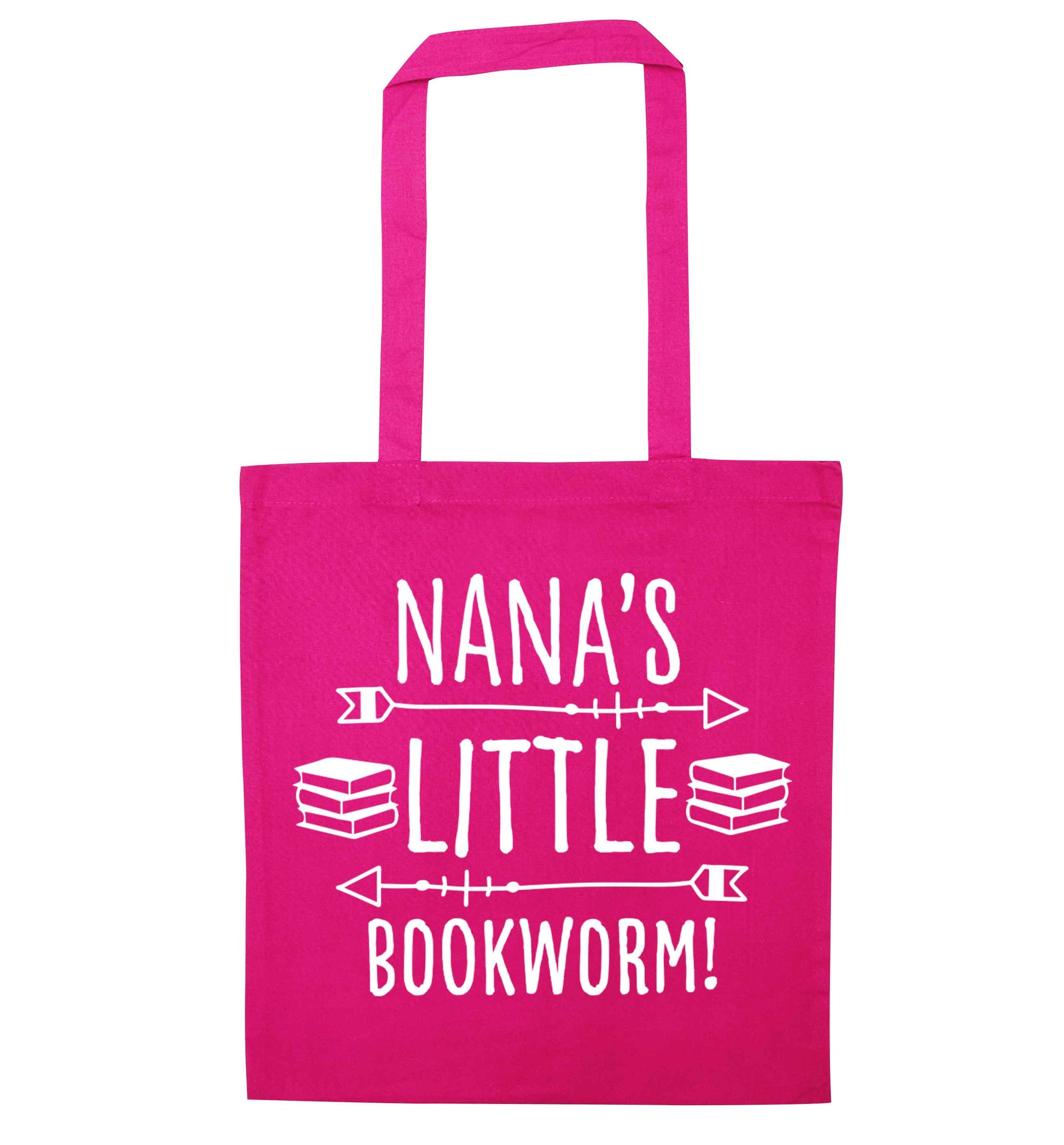 Nana's little bookworm pink tote bag