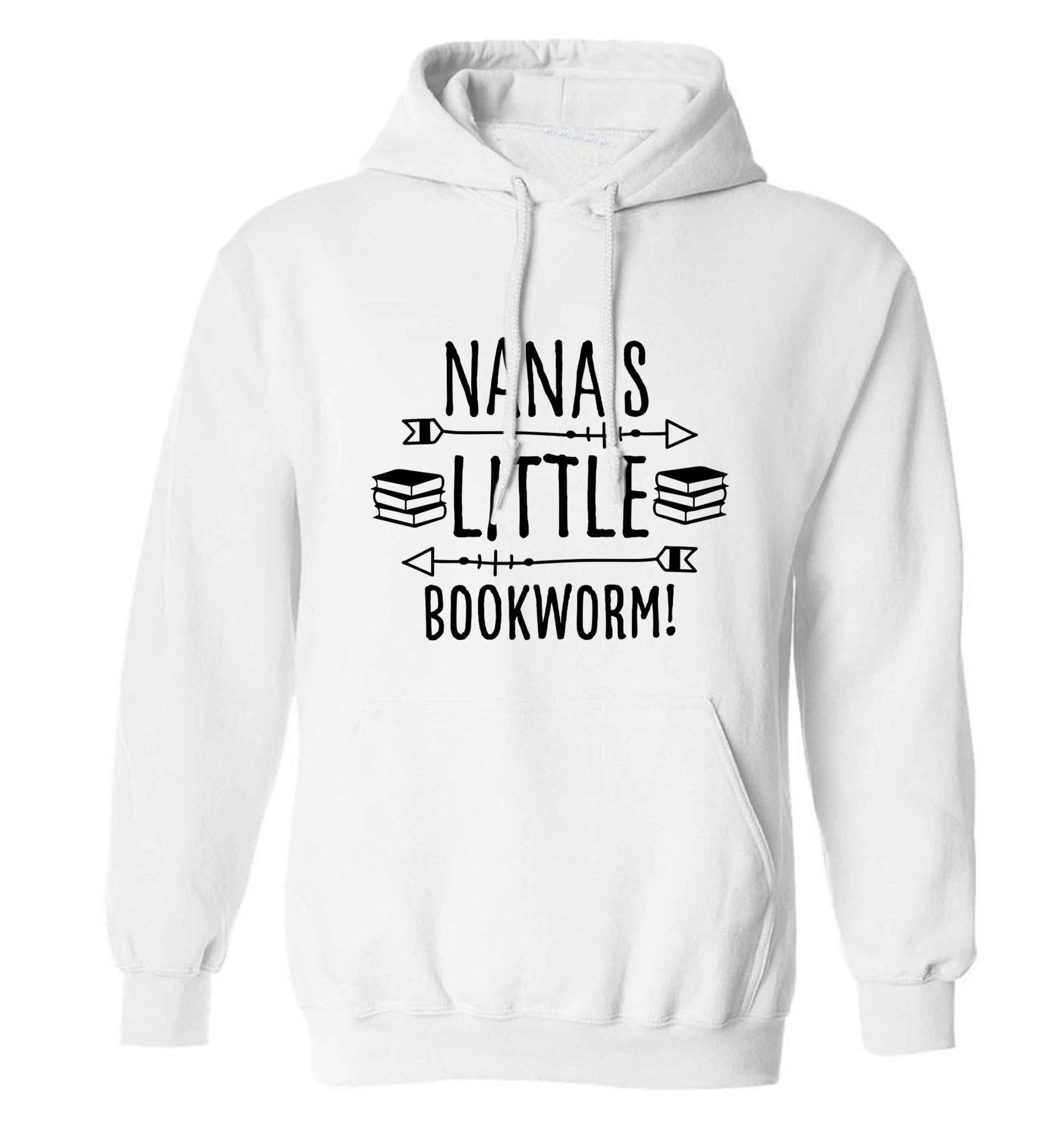 Nana's little bookworm adults unisex white hoodie 2XL