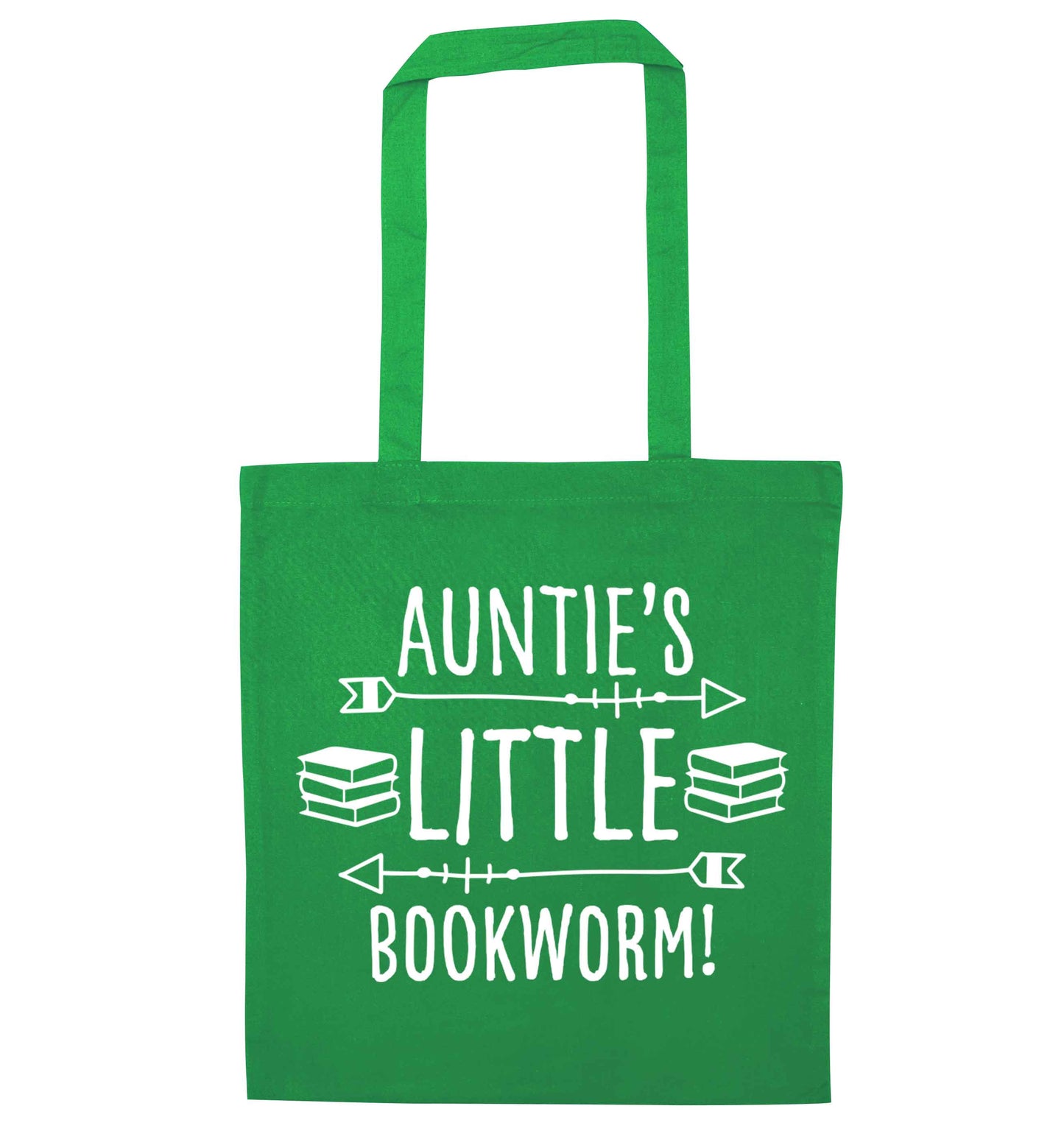 Auntie's little bookworm green tote bag