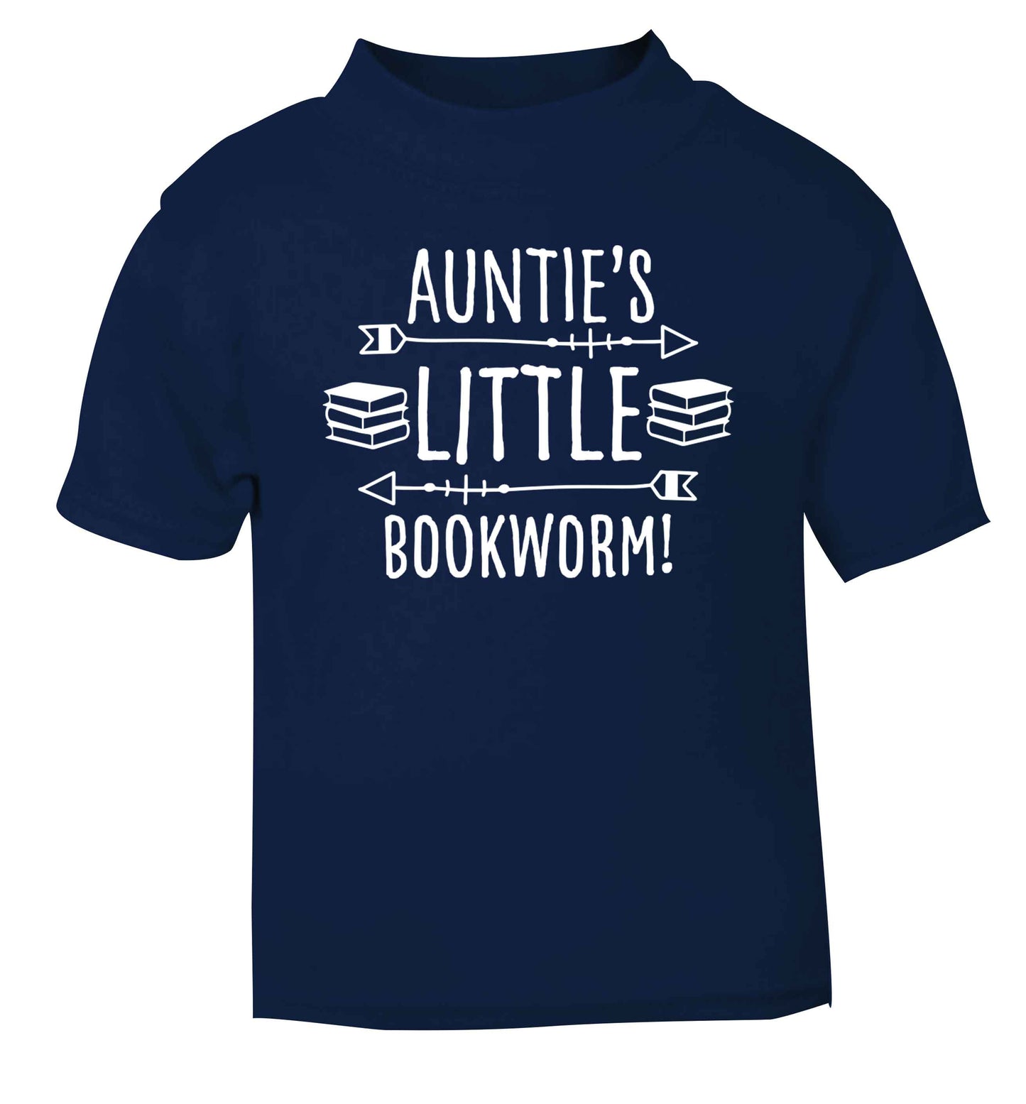 Auntie's little bookworm navy baby toddler Tshirt 2 Years