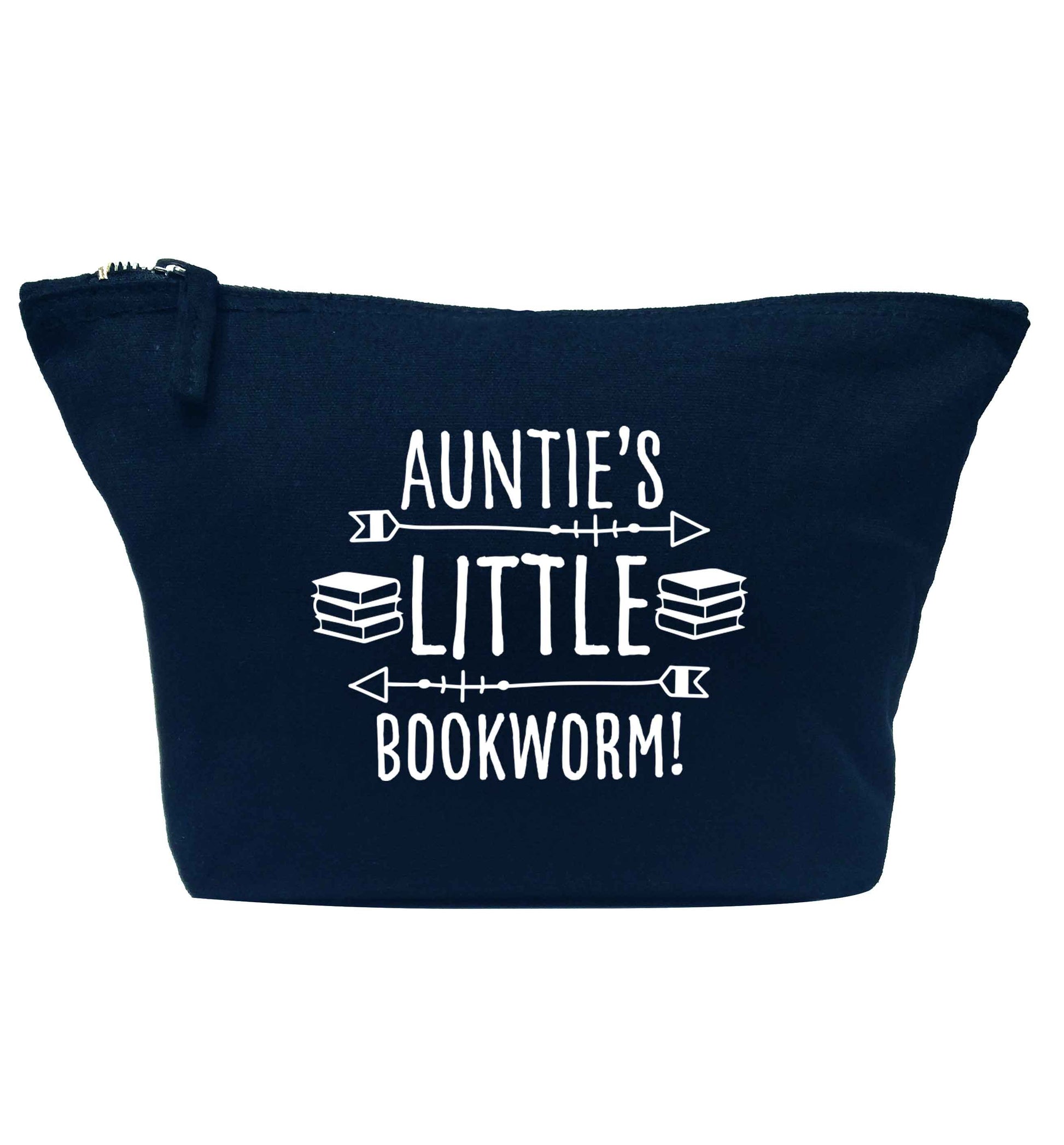 Auntie's little bookworm navy makeup bag