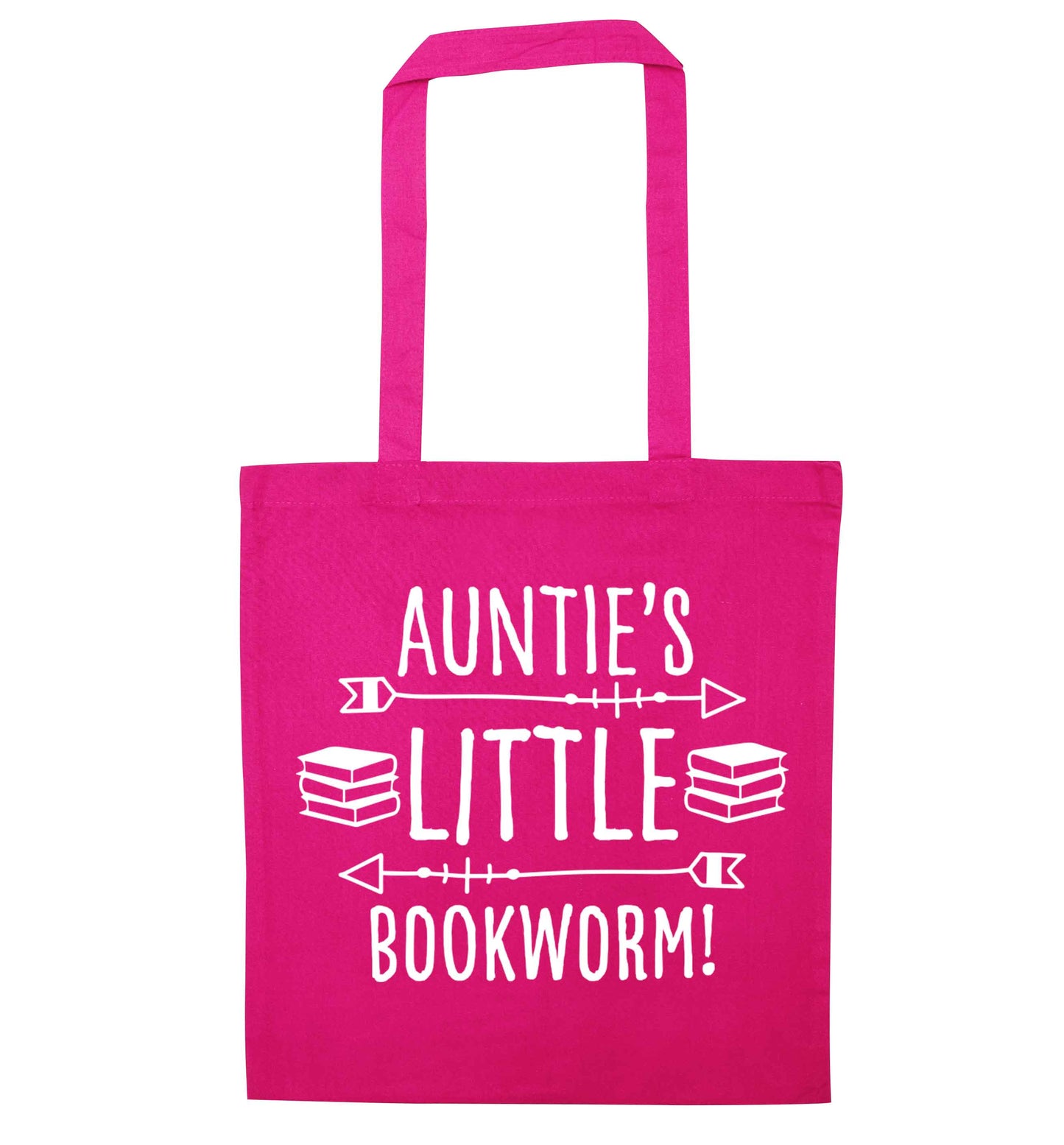 Auntie's little bookworm pink tote bag