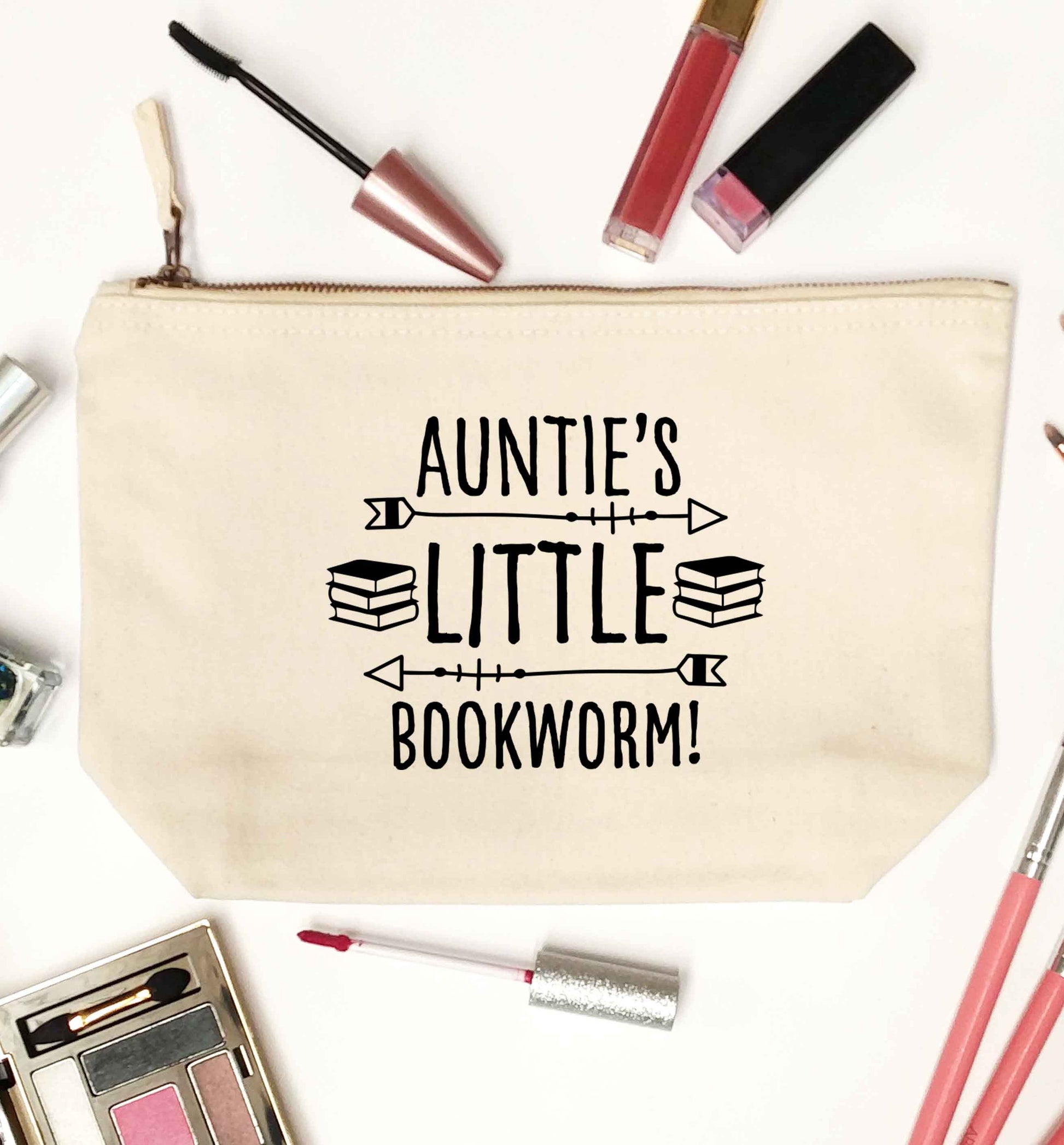 Auntie's little bookworm natural makeup bag