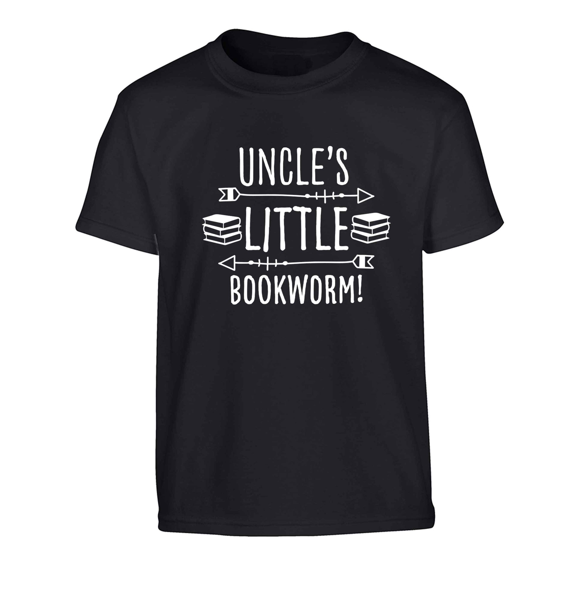 Uncle's little bookworm Children's black Tshirt 12-13 Years