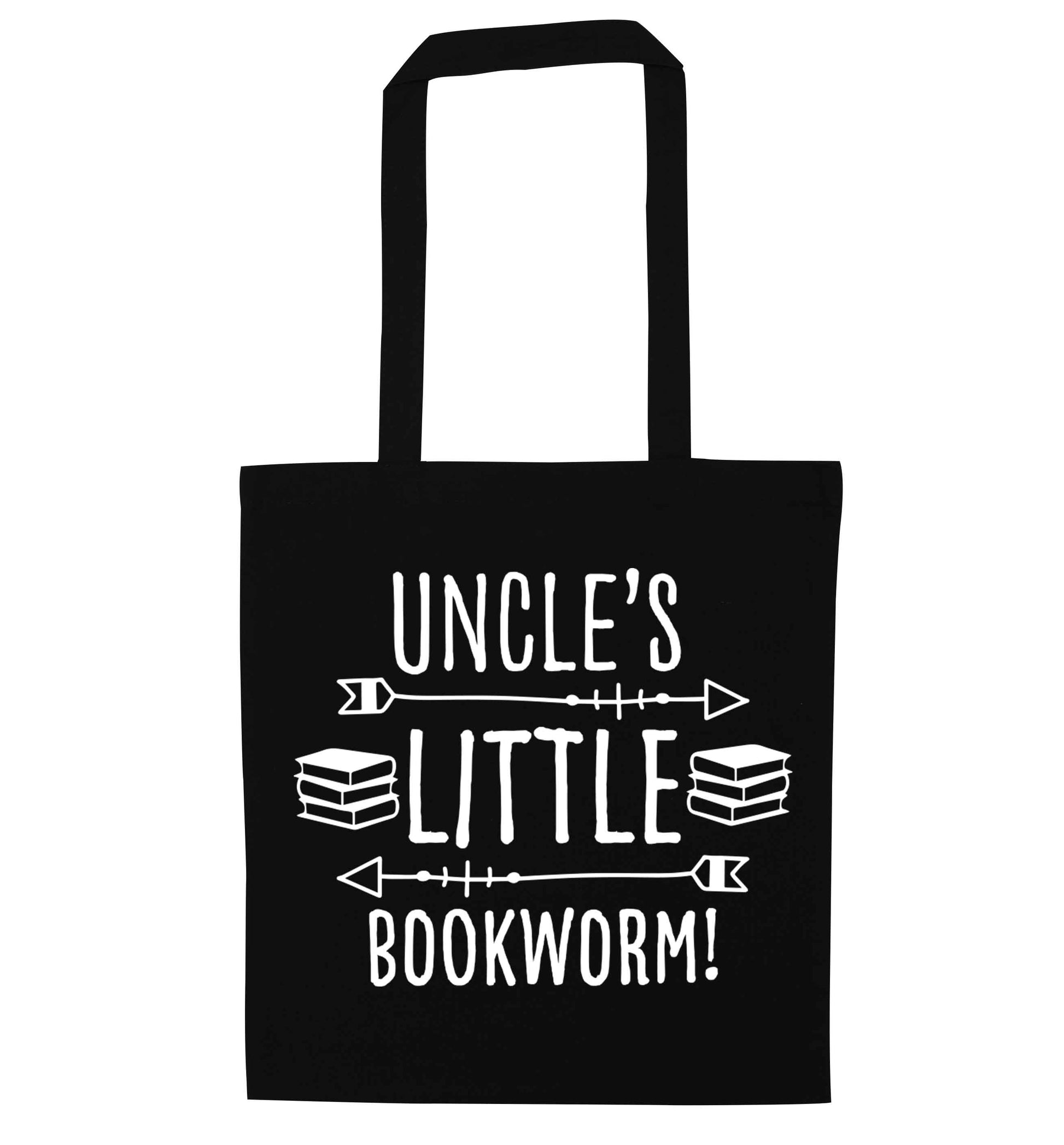 Uncle's little bookworm black tote bag