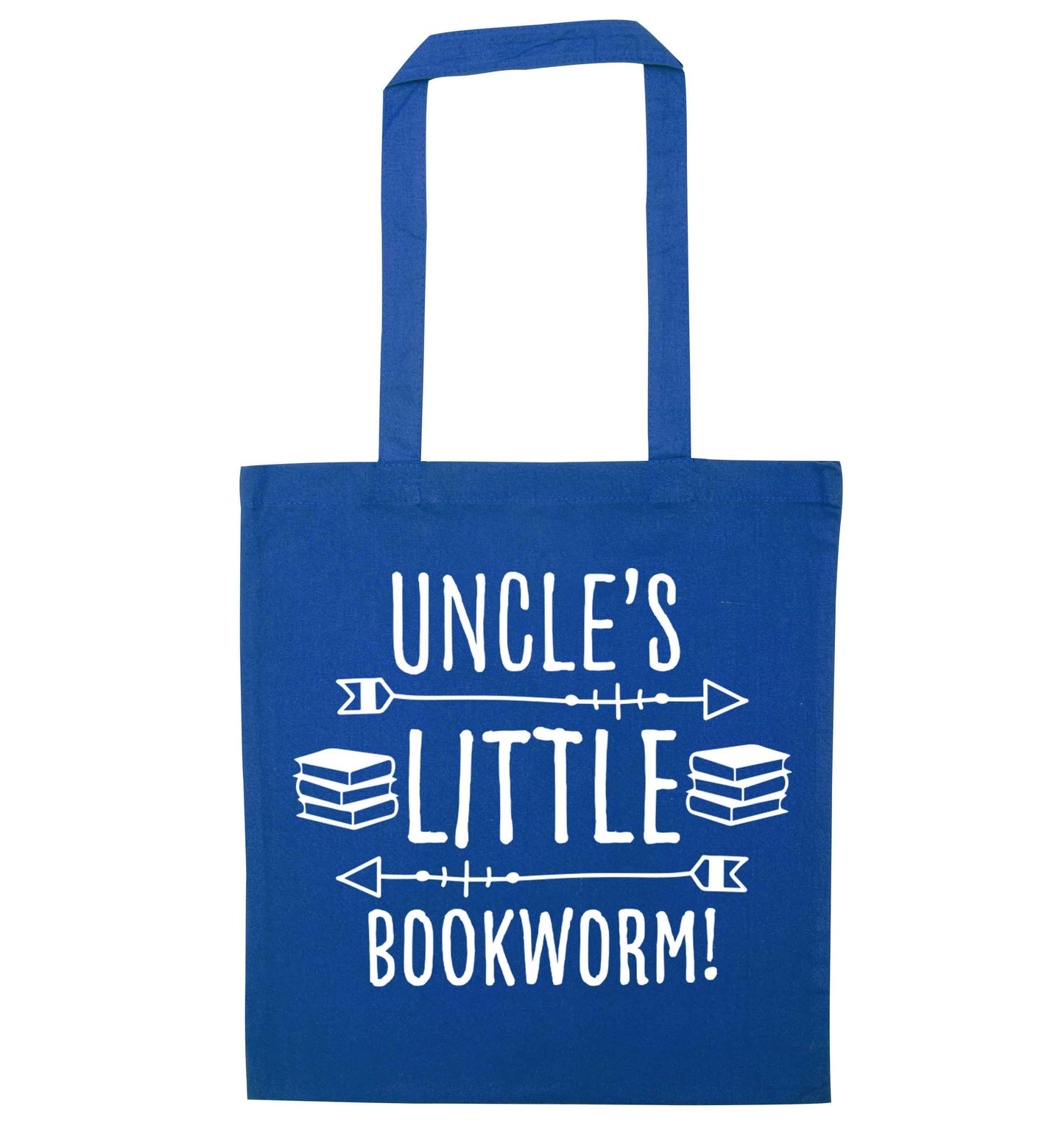 Uncle's little bookworm blue tote bag