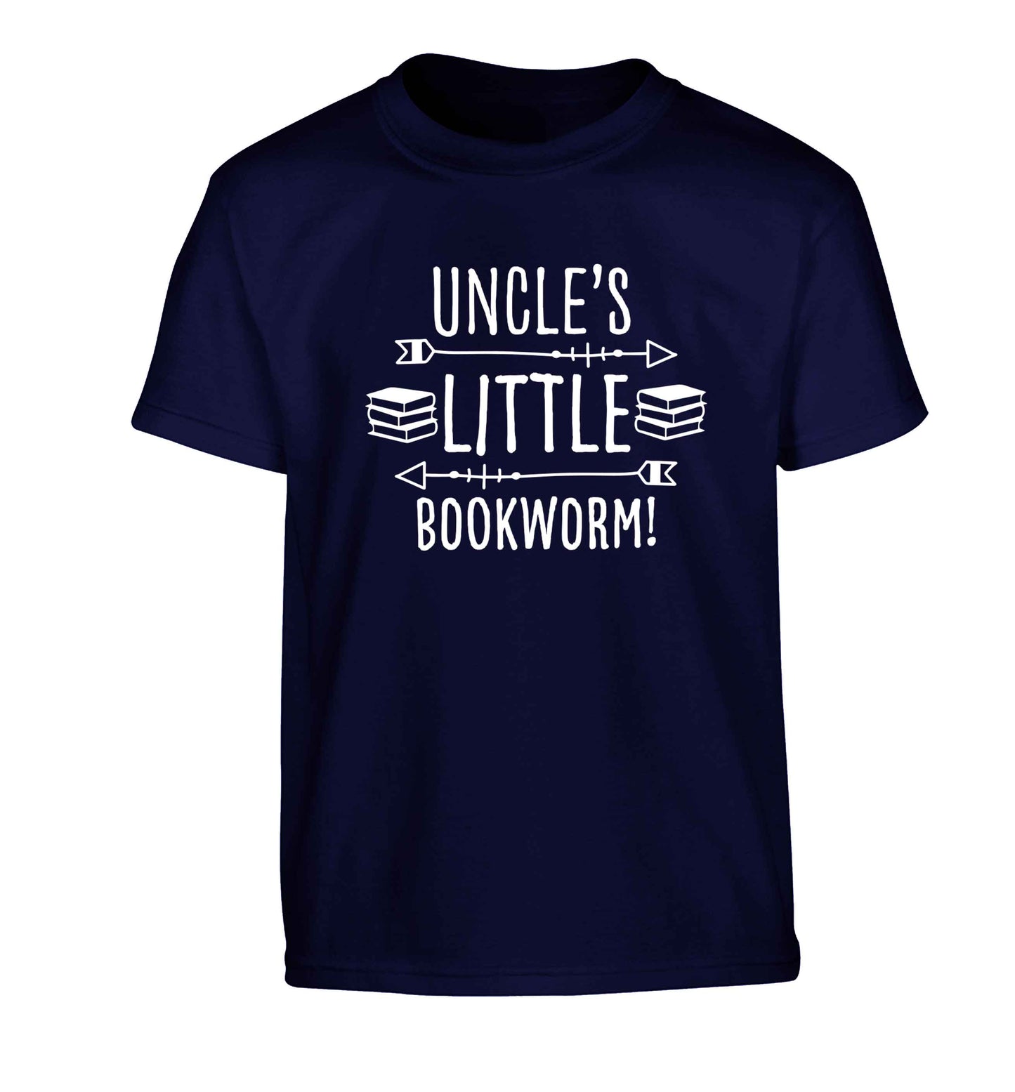 Uncle's little bookworm Children's navy Tshirt 12-13 Years