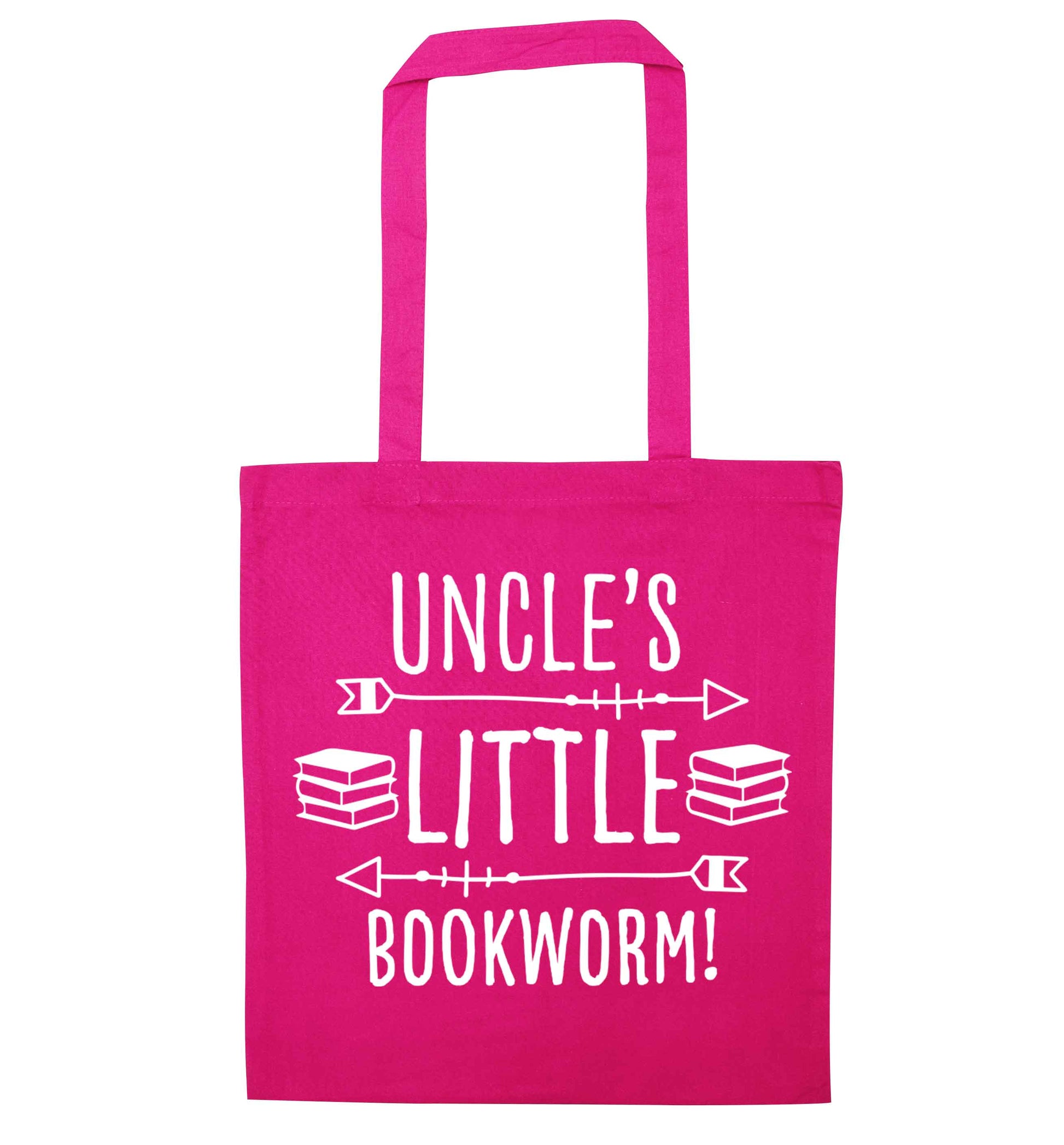 Uncle's little bookworm pink tote bag