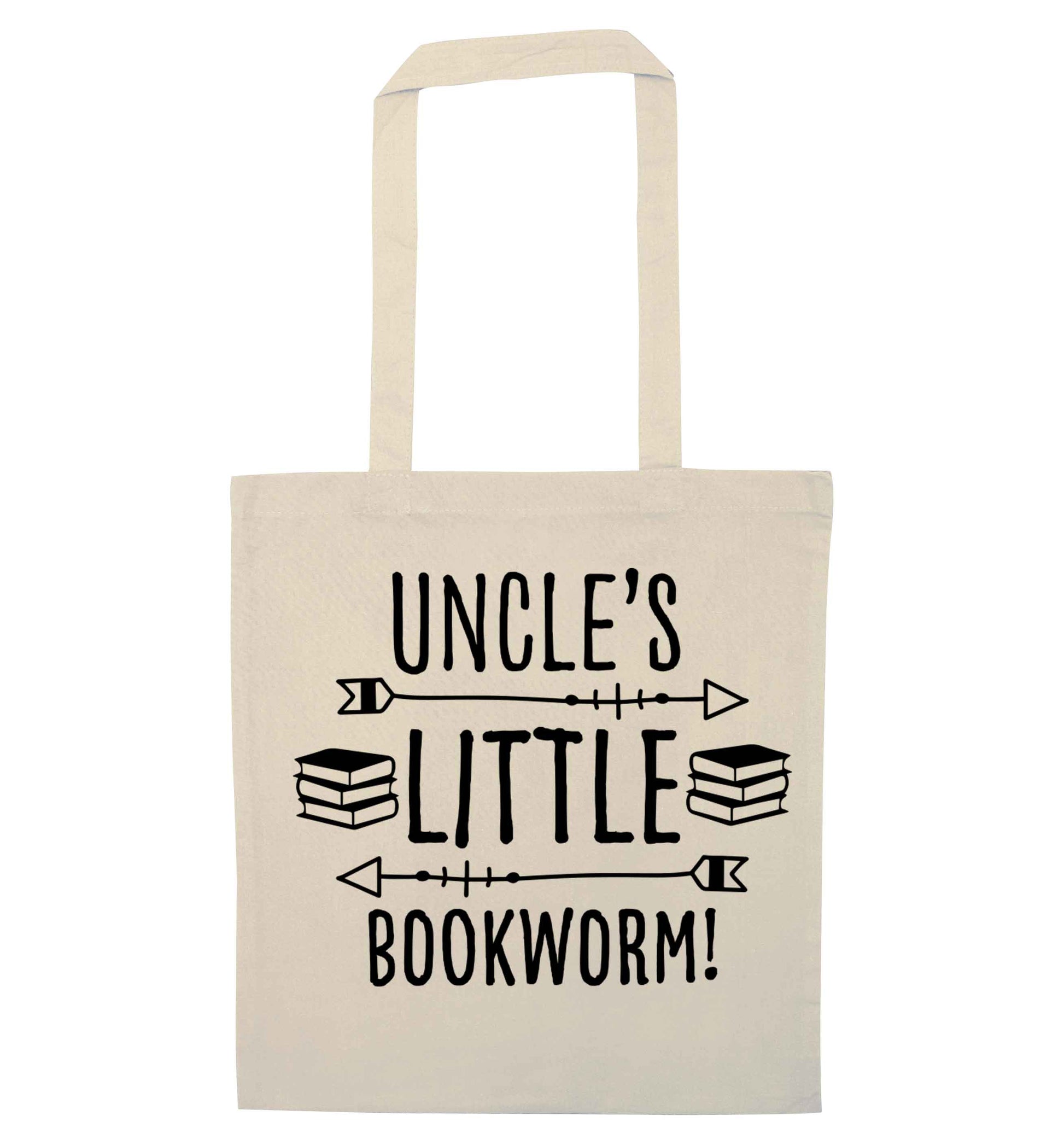 Uncle's little bookworm natural tote bag