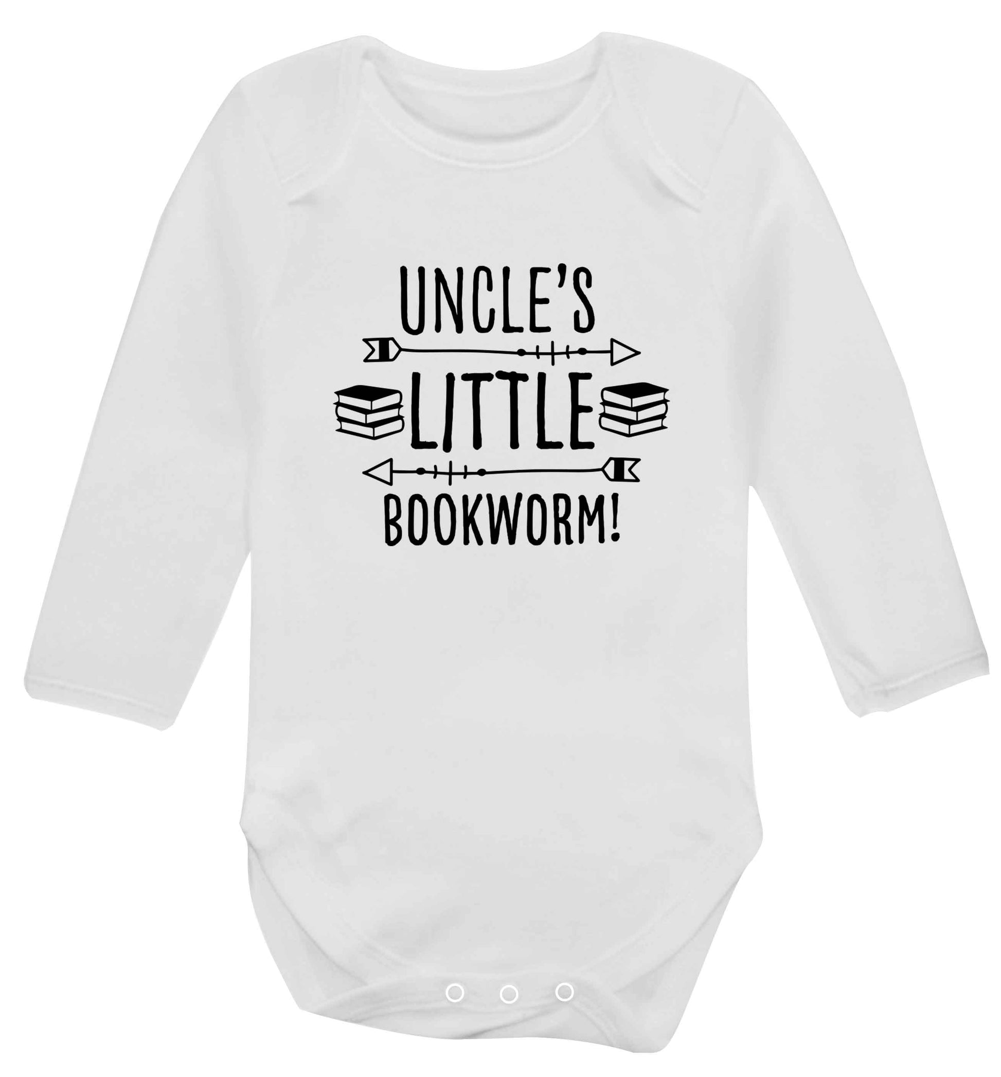 Uncle's little bookworm baby vest long sleeved white 6-12 months