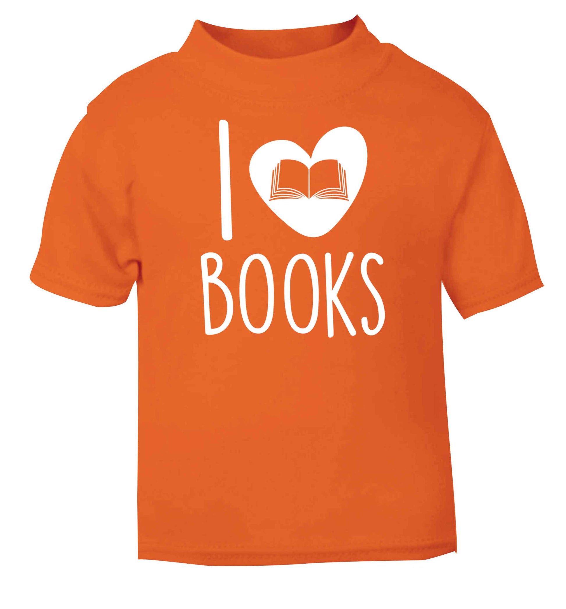 I love books orange baby toddler Tshirt 2 Years