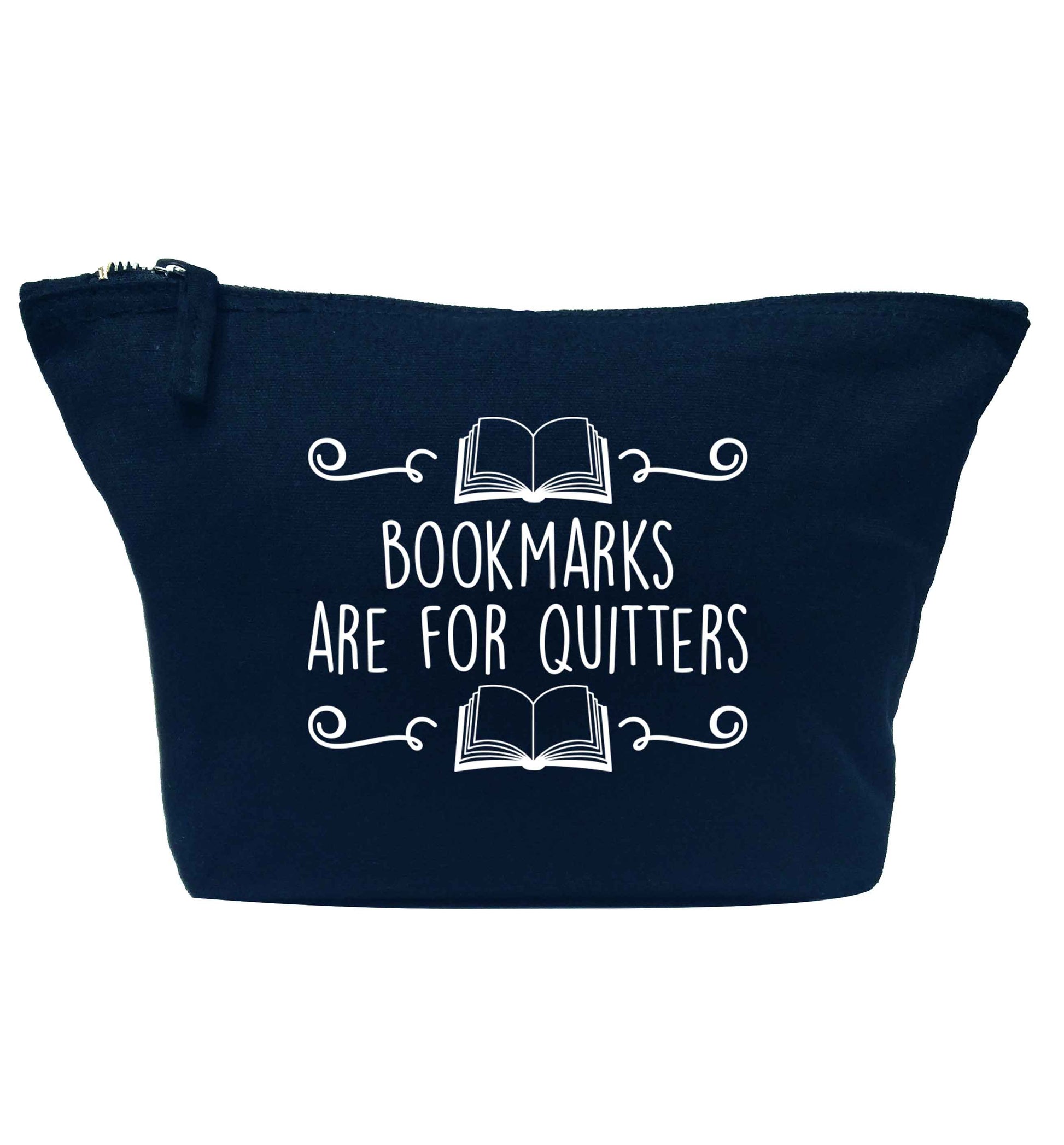 Bookmarks are for quitters navy makeup bag