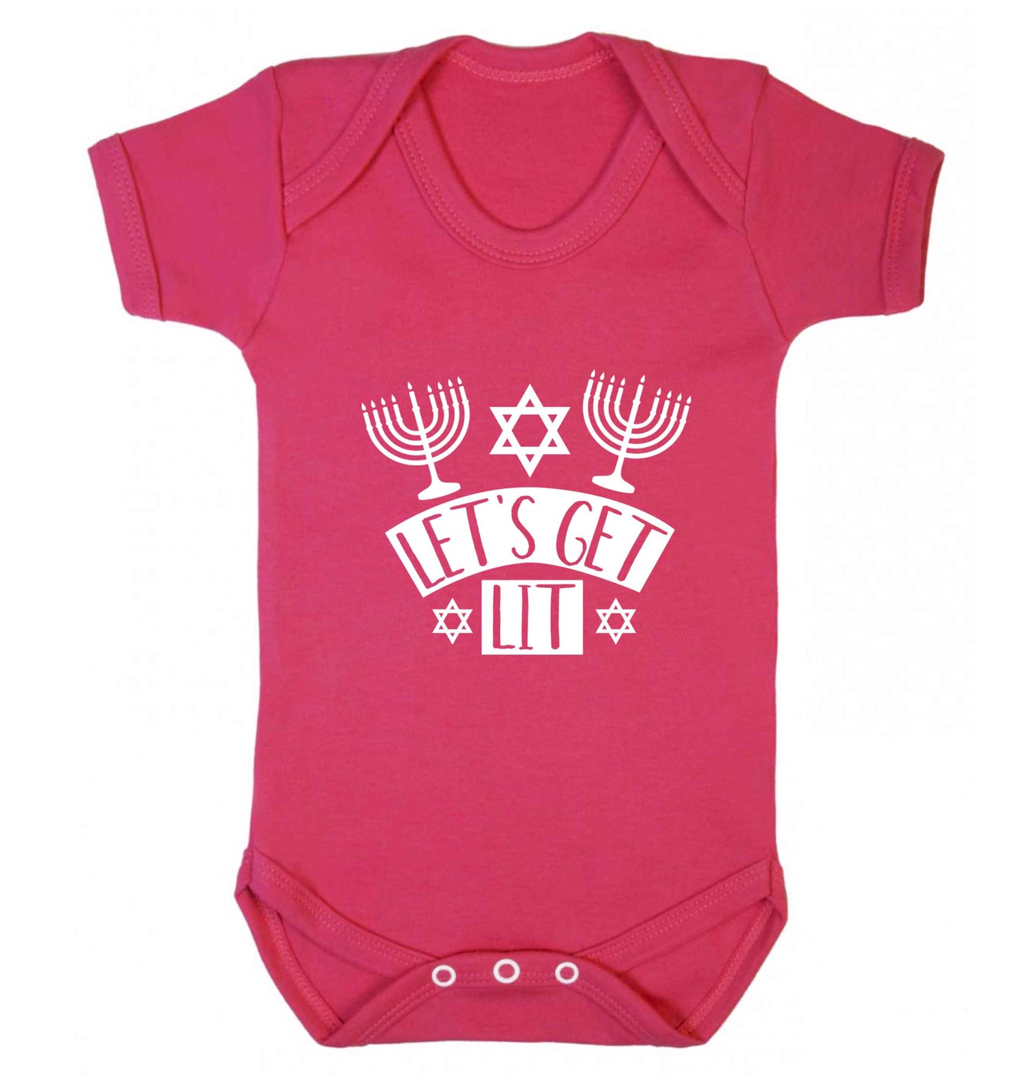 Let's get lit baby vest dark pink 18-24 months