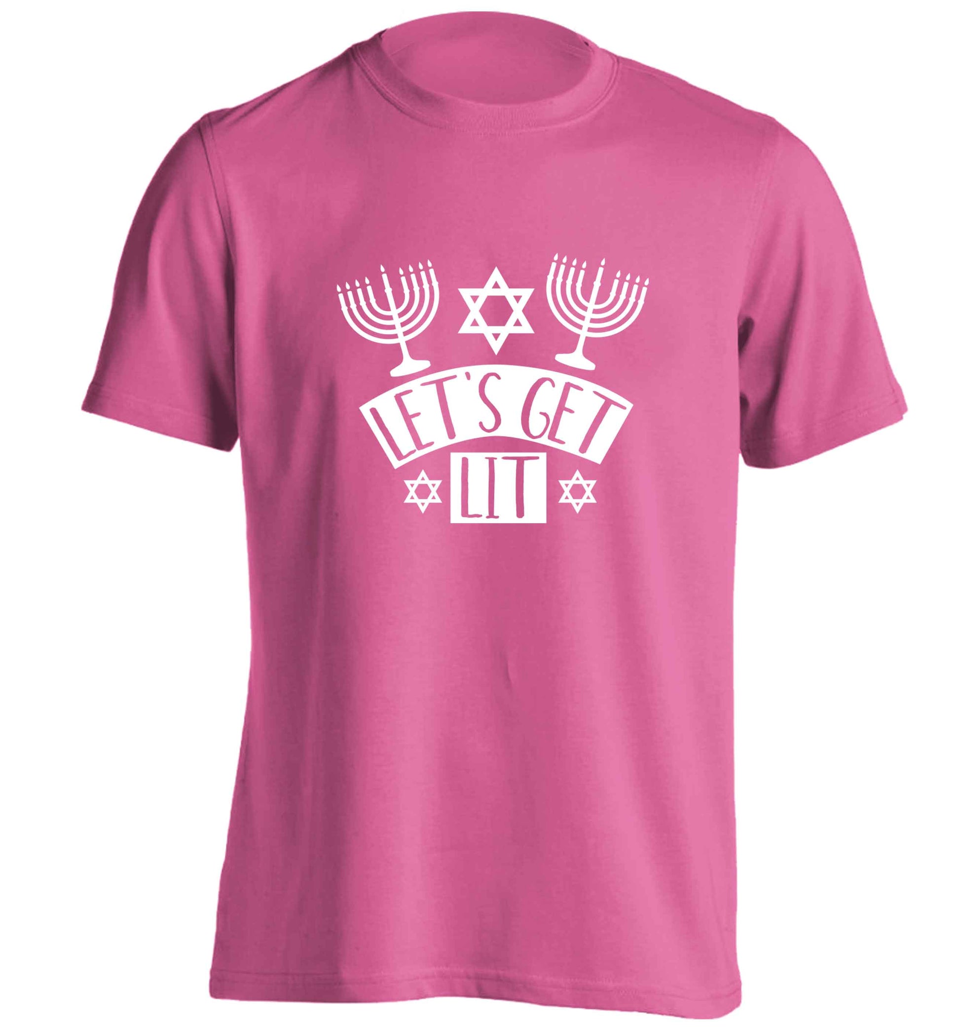 Let's get lit adults unisex pink Tshirt 2XL