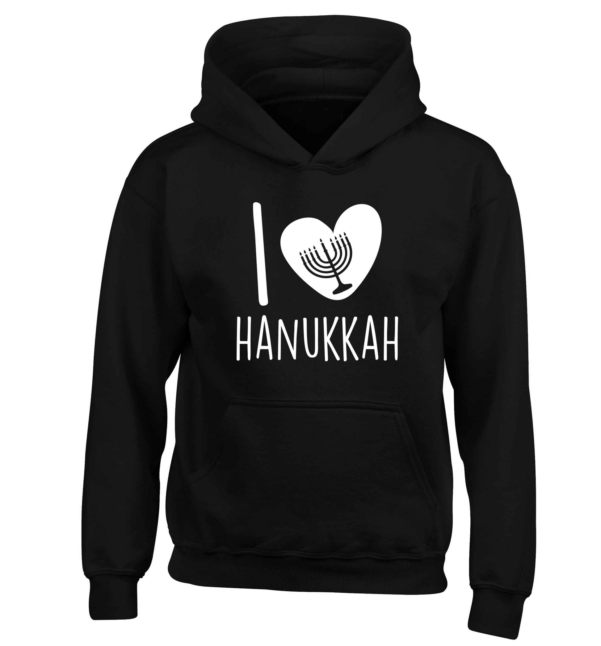 I love hanukkah children's black hoodie 12-13 Years
