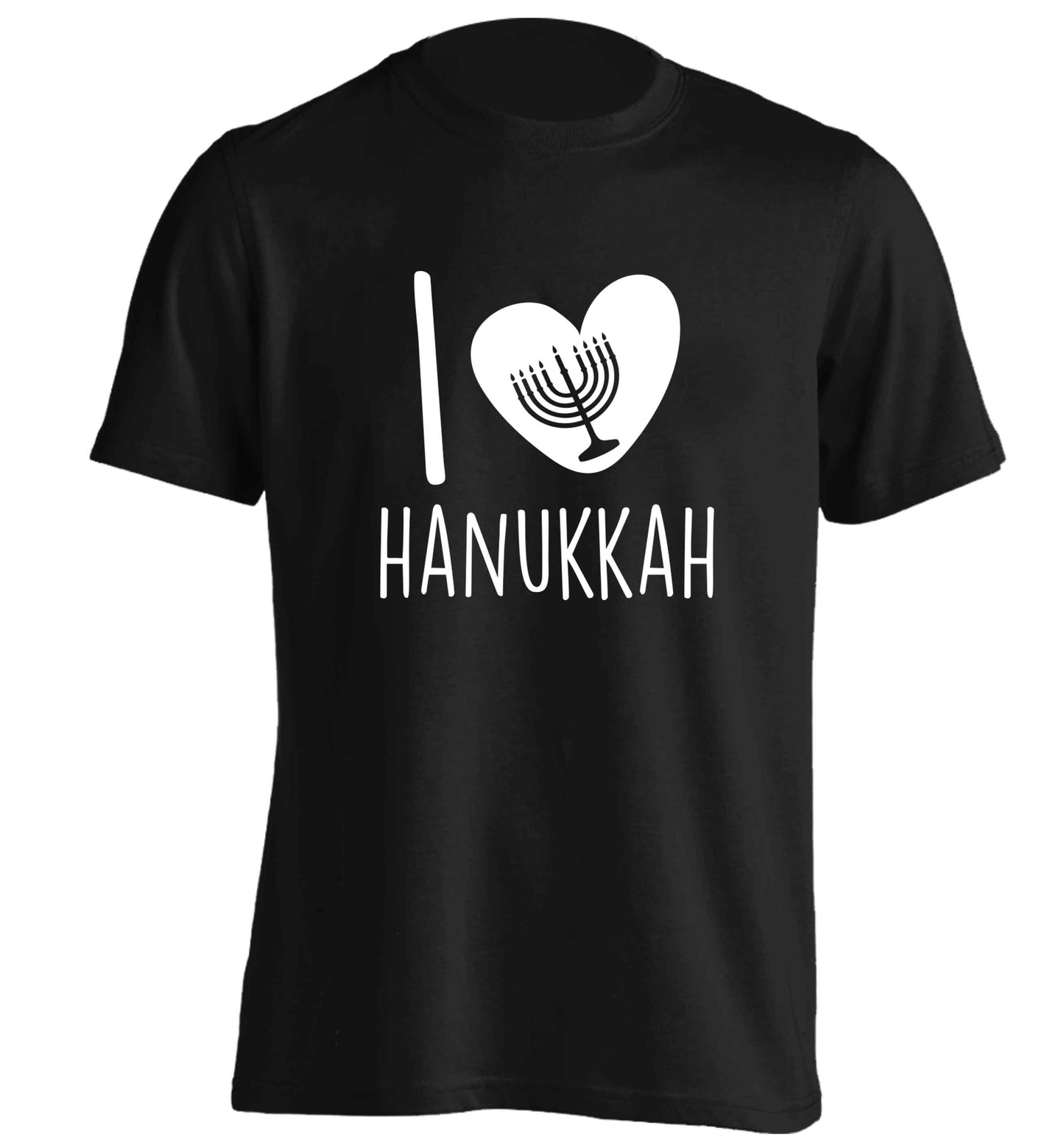 I love hanukkah adults unisex black Tshirt 2XL