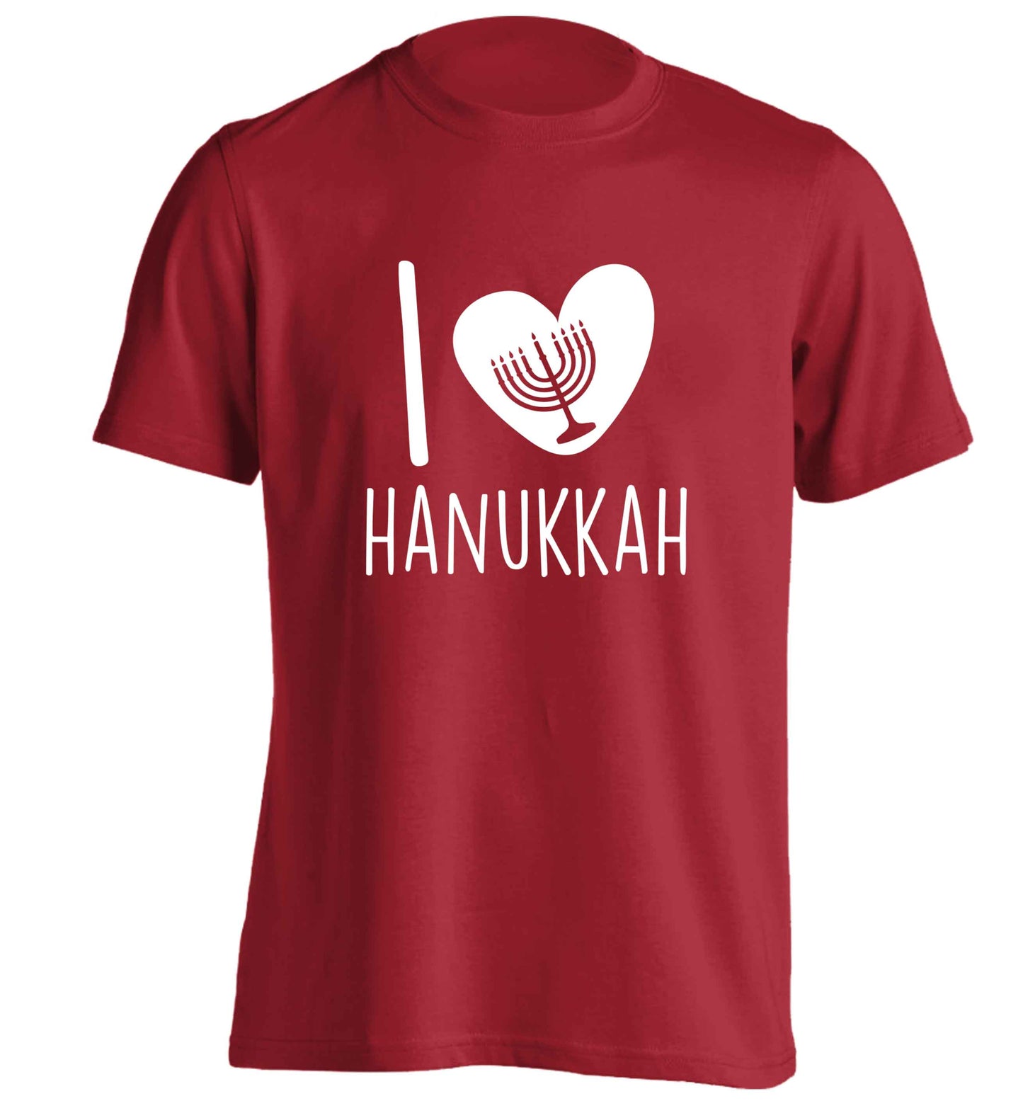 I love hanukkah adults unisex red Tshirt 2XL