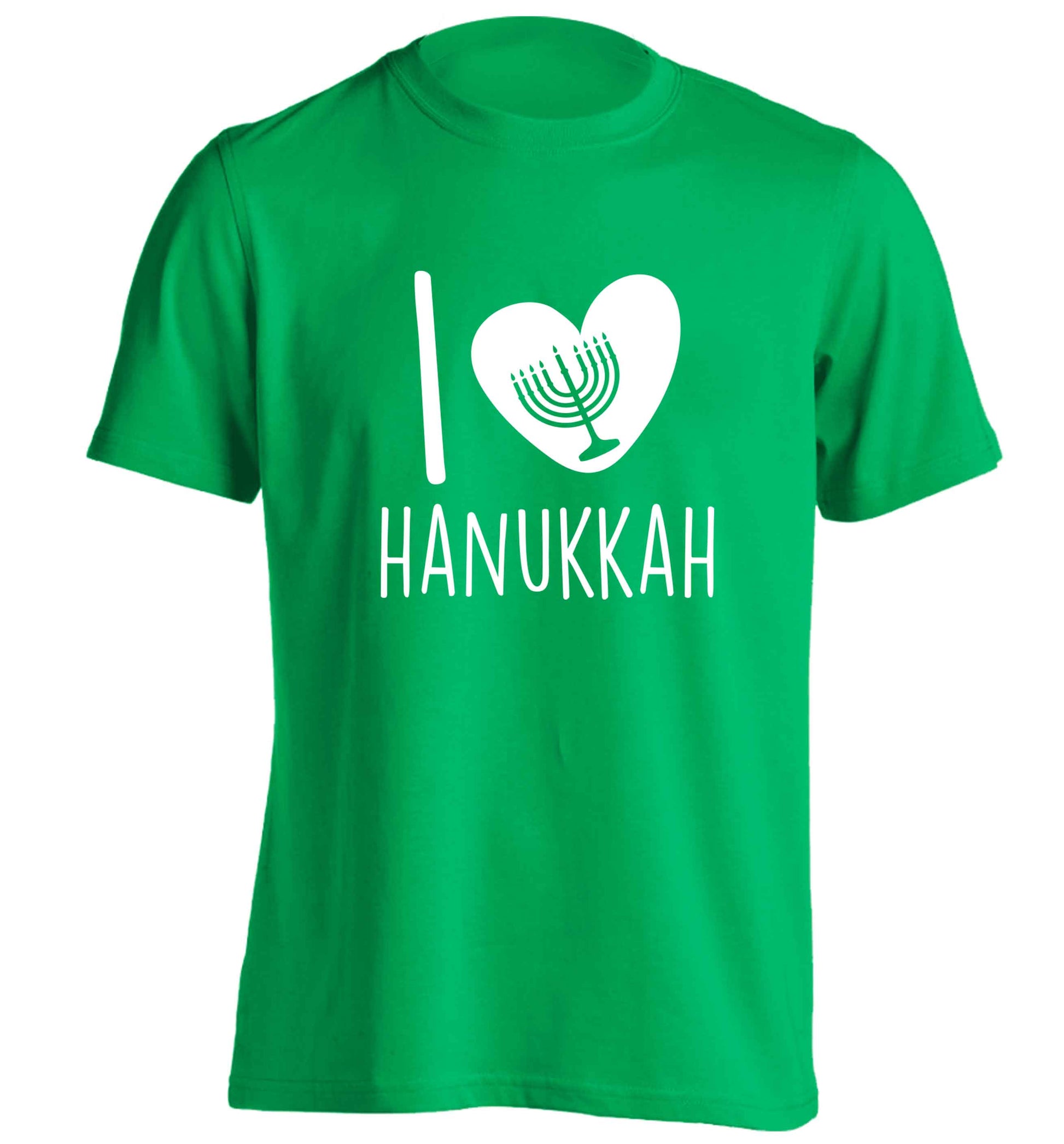 I love hanukkah adults unisex green Tshirt 2XL