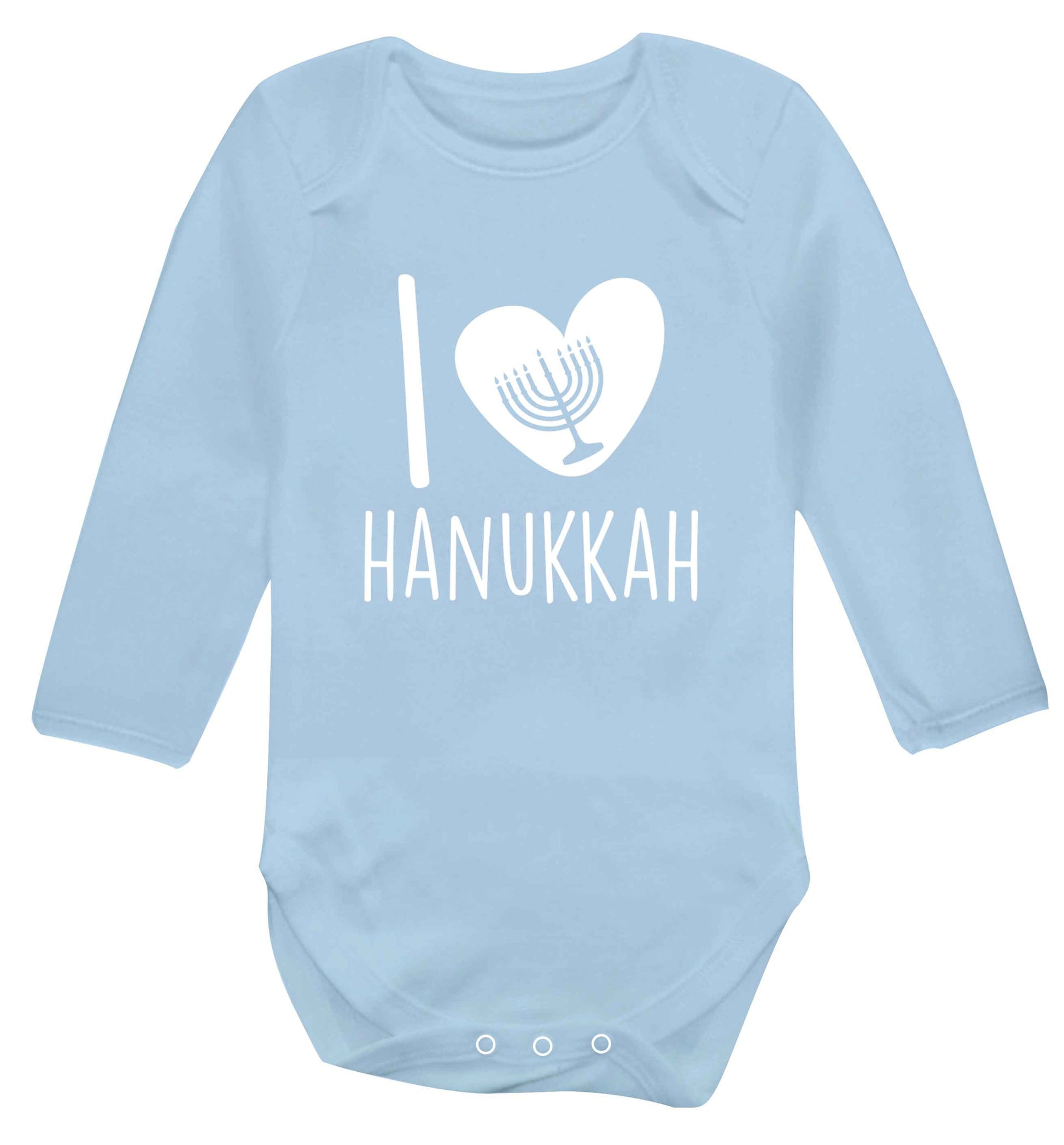 I love hanukkah baby vest long sleeved pale blue 6-12 months