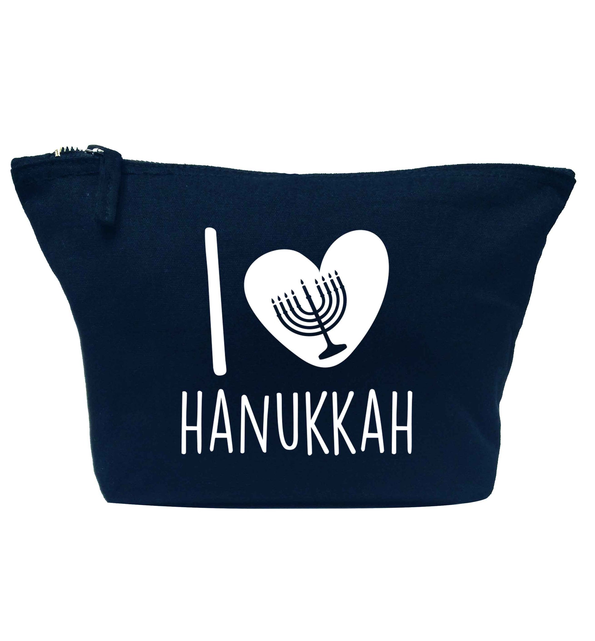 I love hanukkah navy makeup bag
