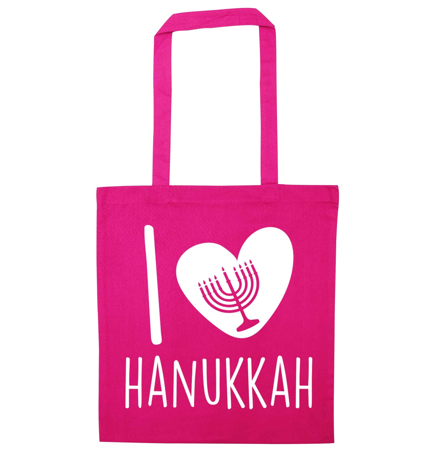 I love hanukkah pink tote bag