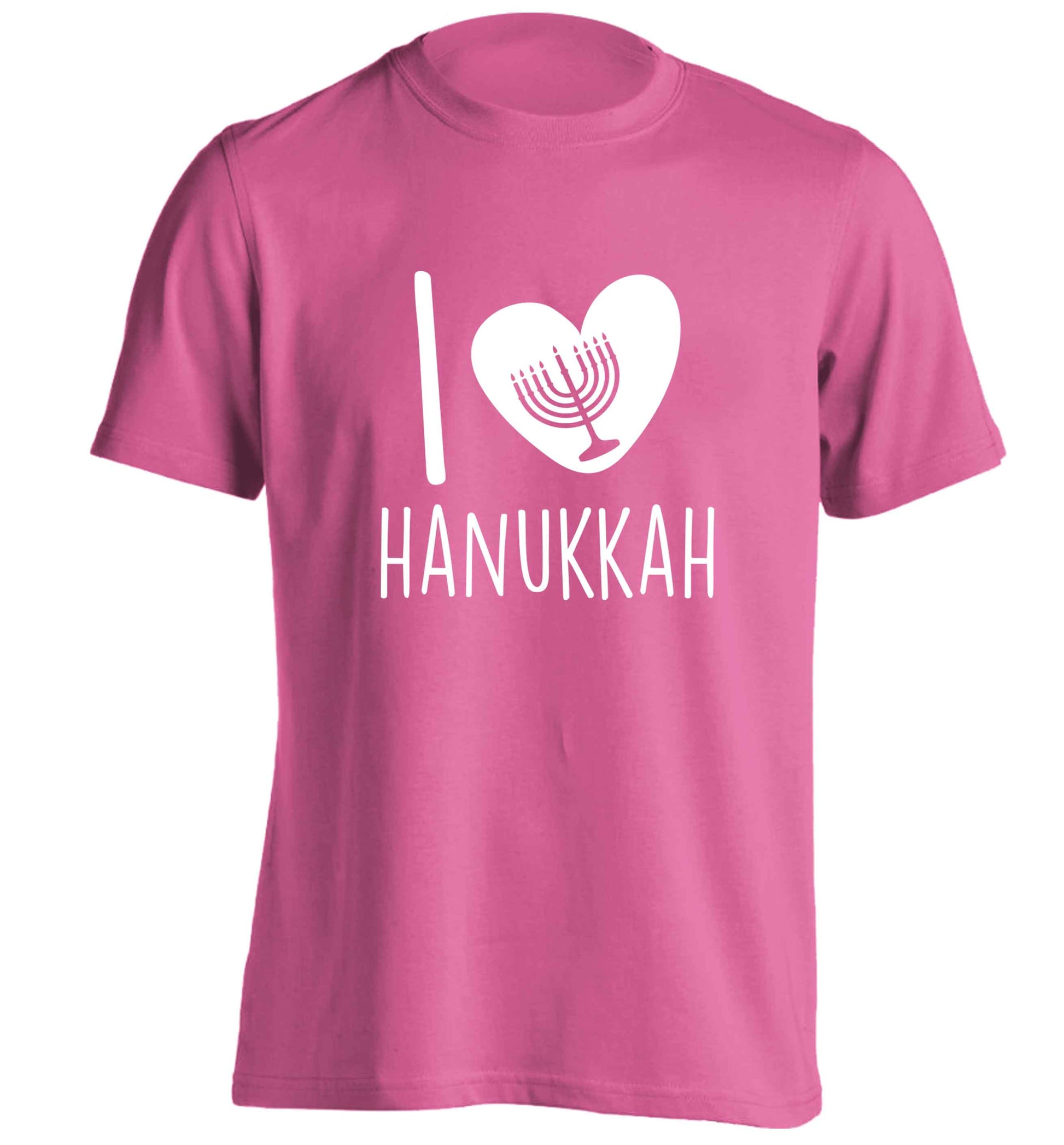 I love hanukkah adults unisex pink Tshirt 2XL