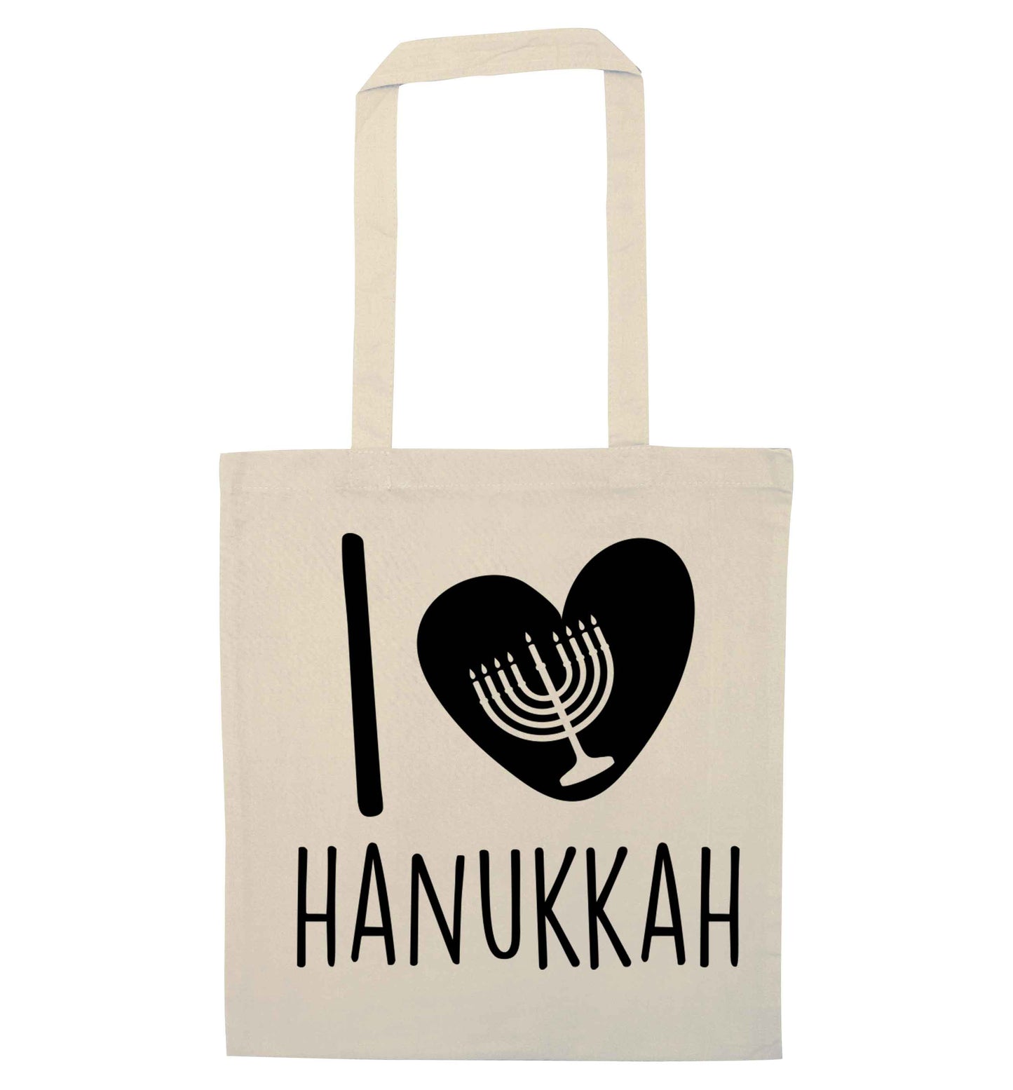 I love hanukkah natural tote bag