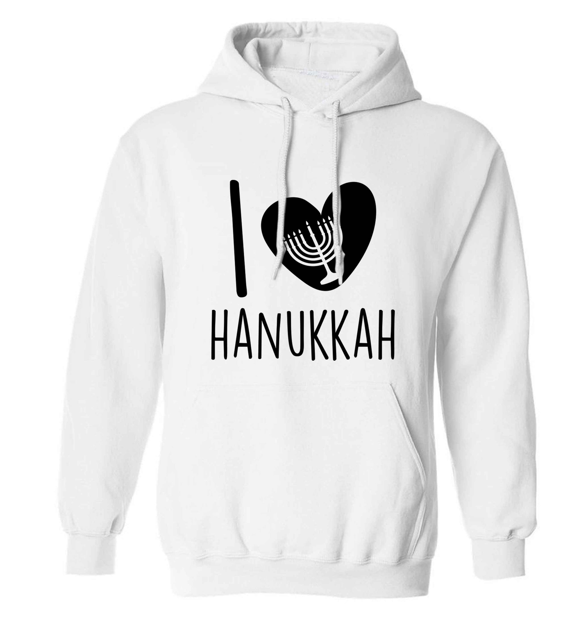 I love hanukkah adults unisex white hoodie 2XL