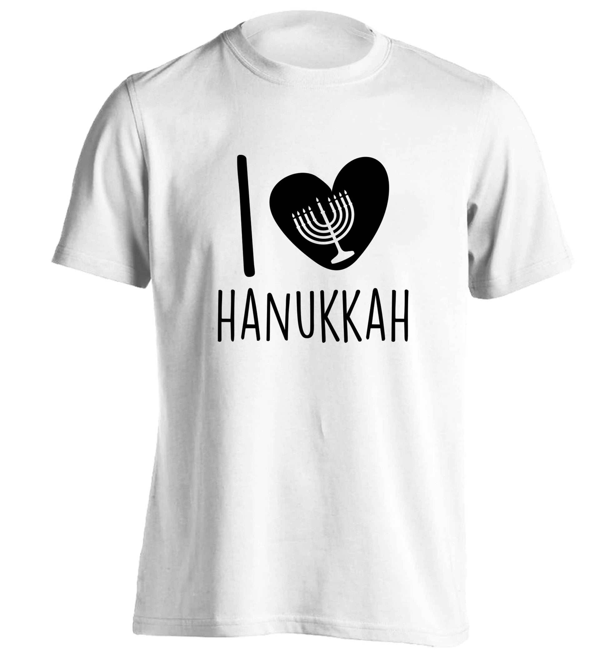I love hanukkah adults unisex white Tshirt 2XL