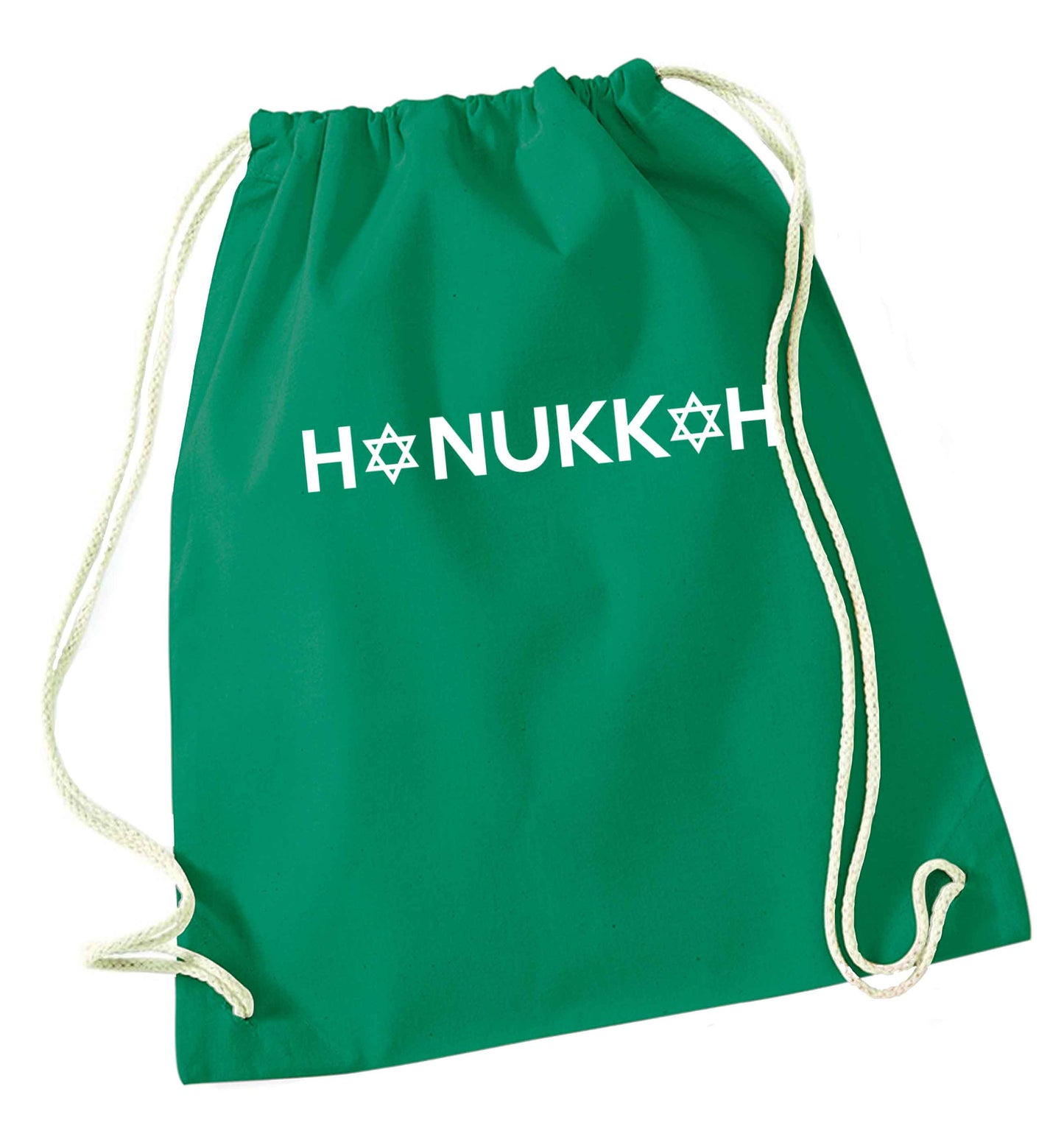 Hanukkah star of david green drawstring bag