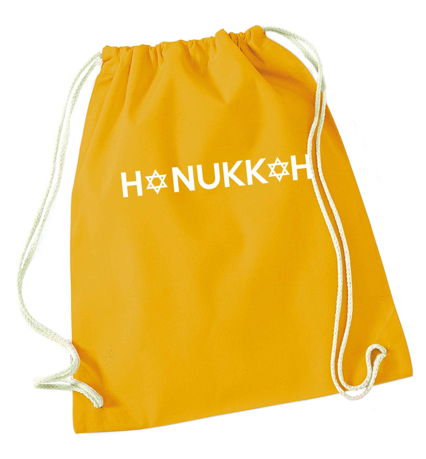 Hanukkah star of david mustard drawstring bag