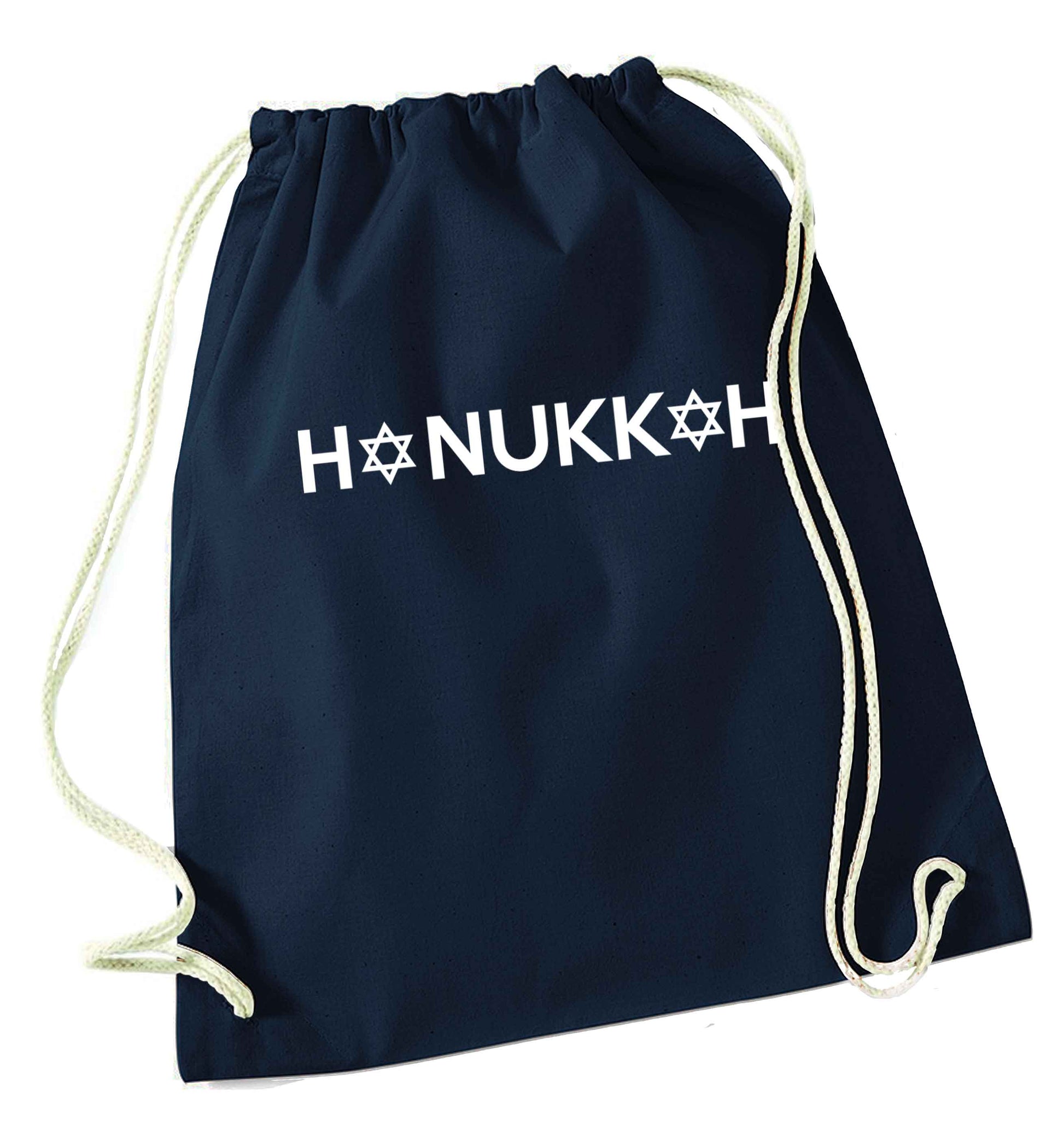 Hanukkah star of david navy drawstring bag