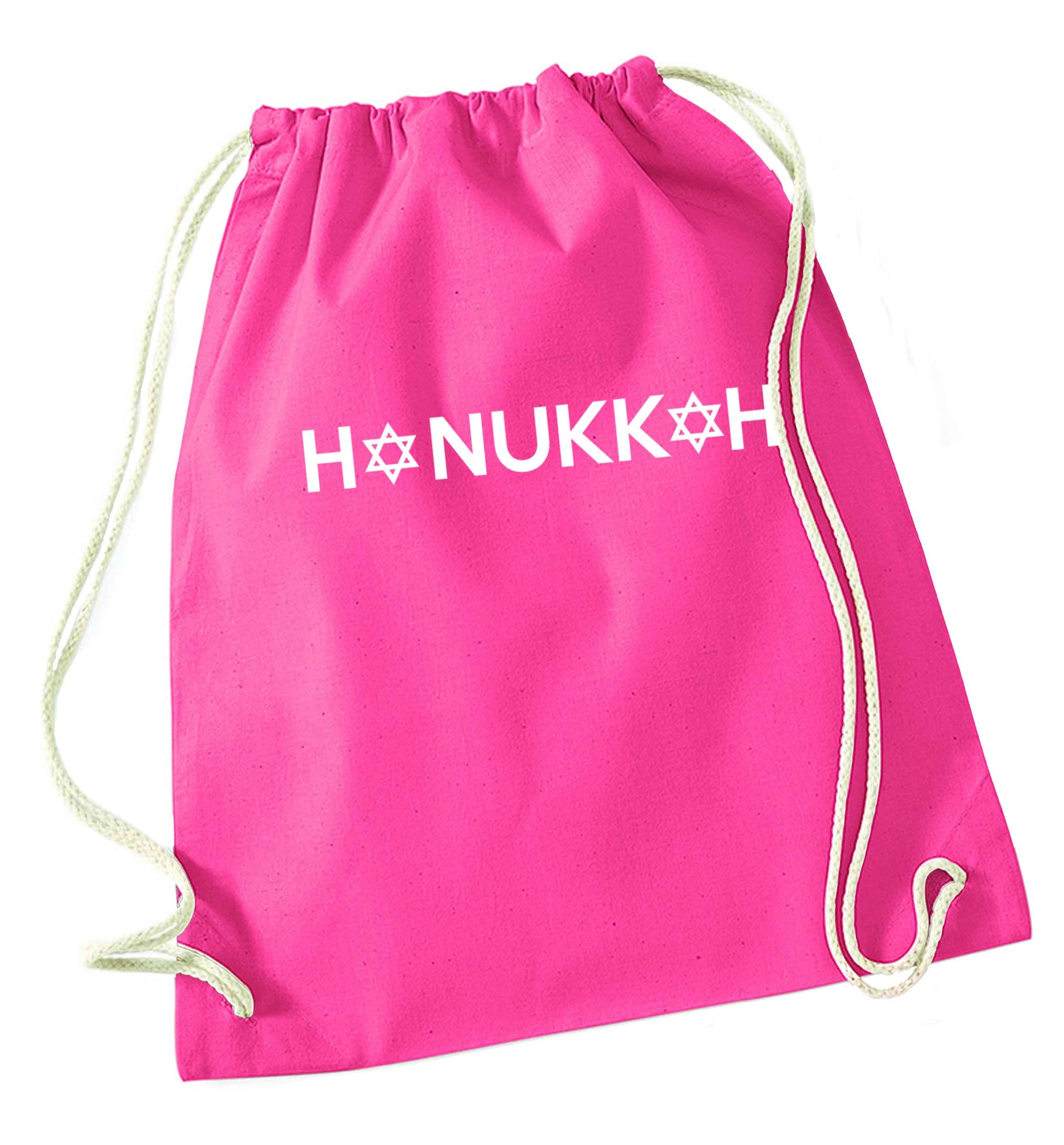 Hanukkah star of david pink drawstring bag