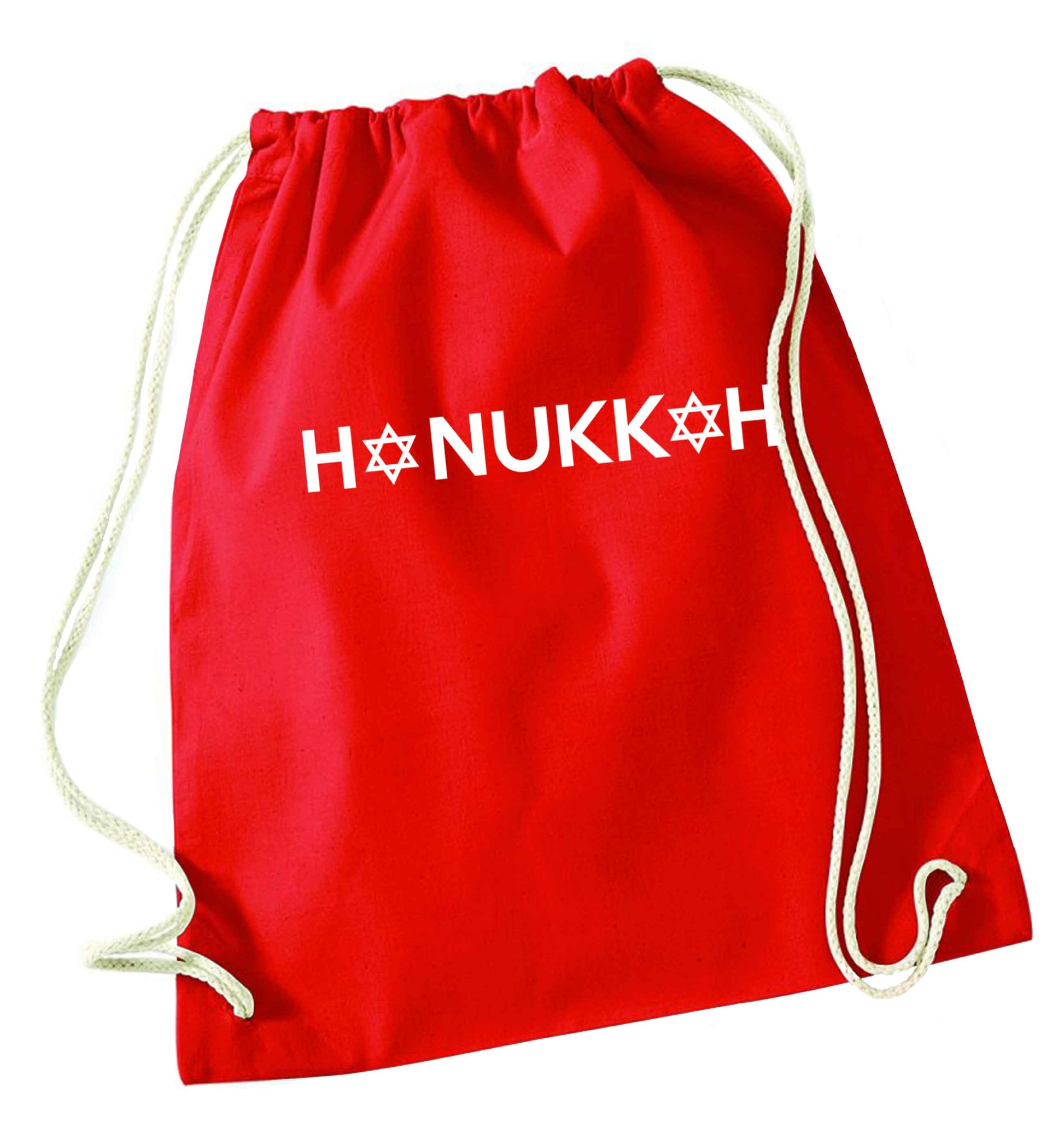 Hanukkah star of david red drawstring bag 