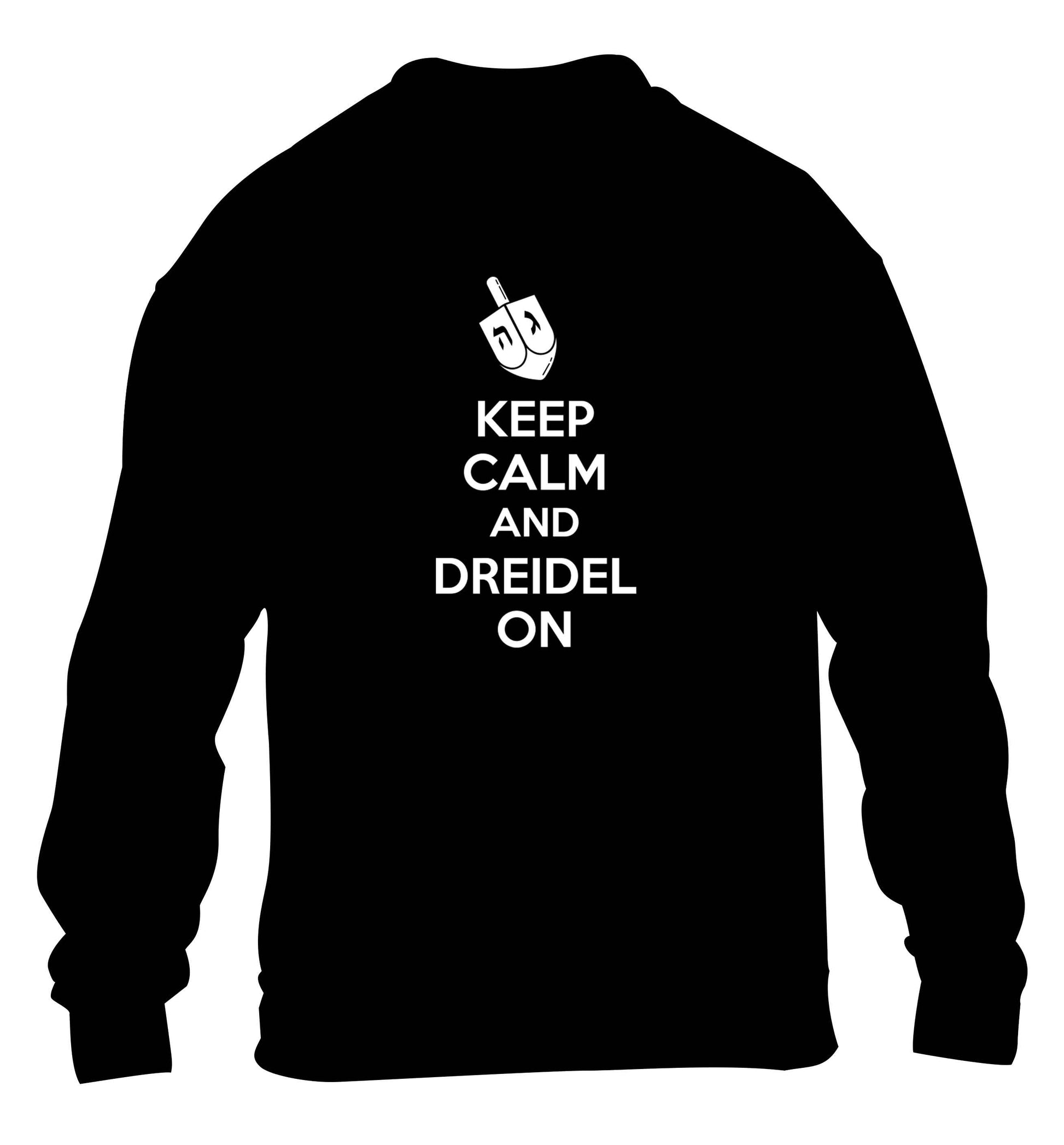 Keep calm and dreidel on children's black sweater 12-13 Years