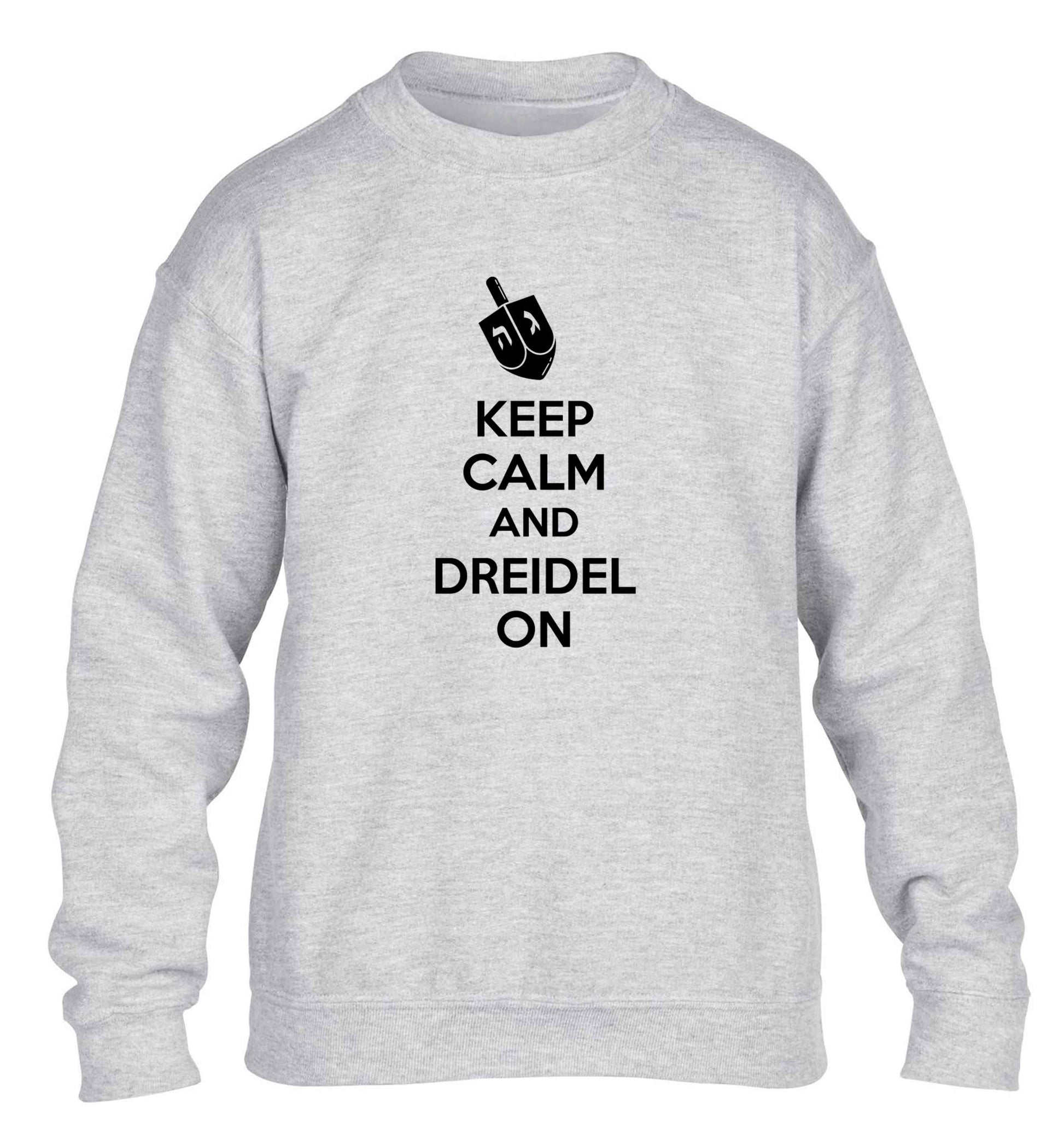 Keep calm and dreidel on children's grey sweater 12-13 Years