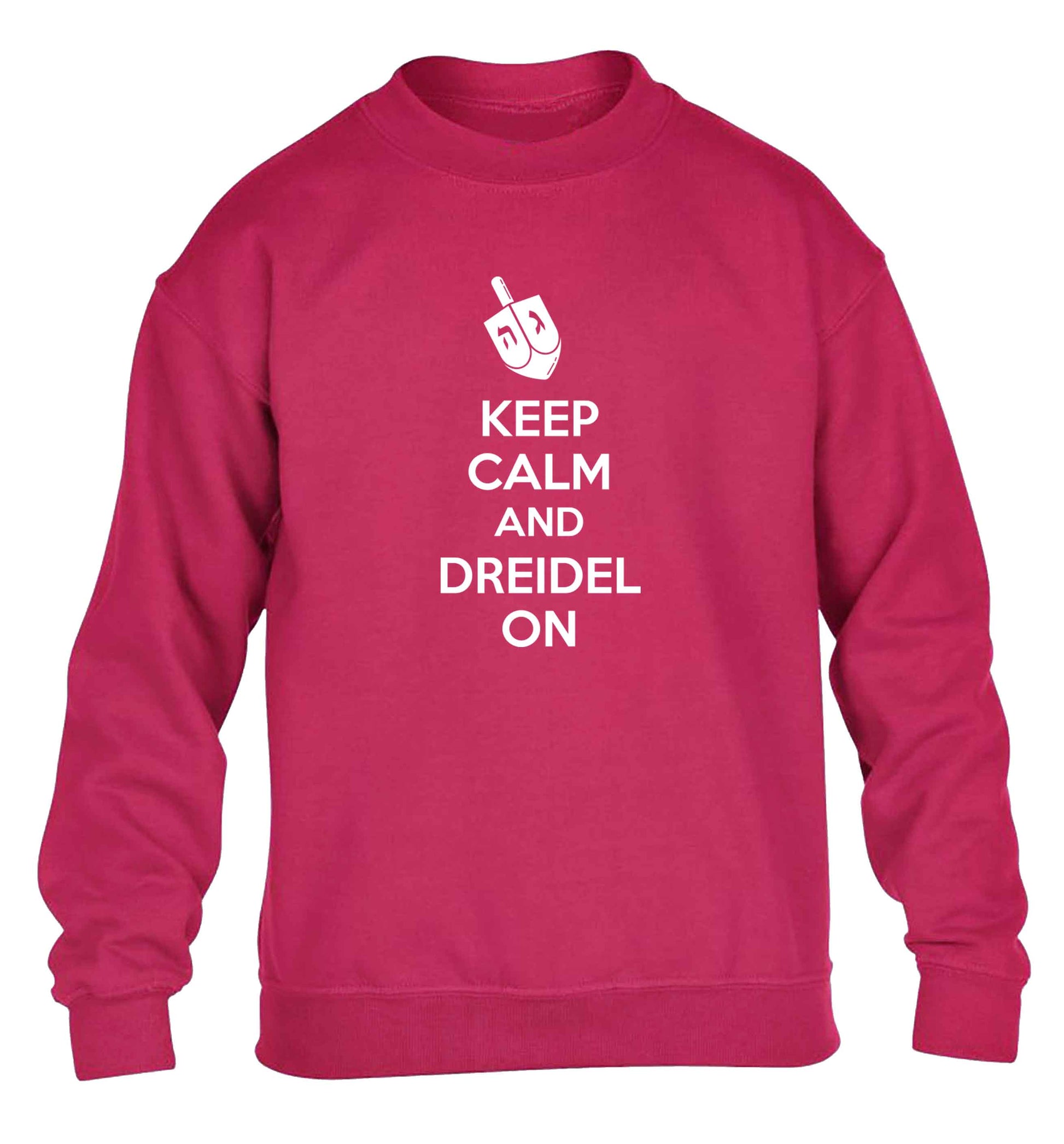 Keep calm and dreidel on children's pink sweater 12-13 Years