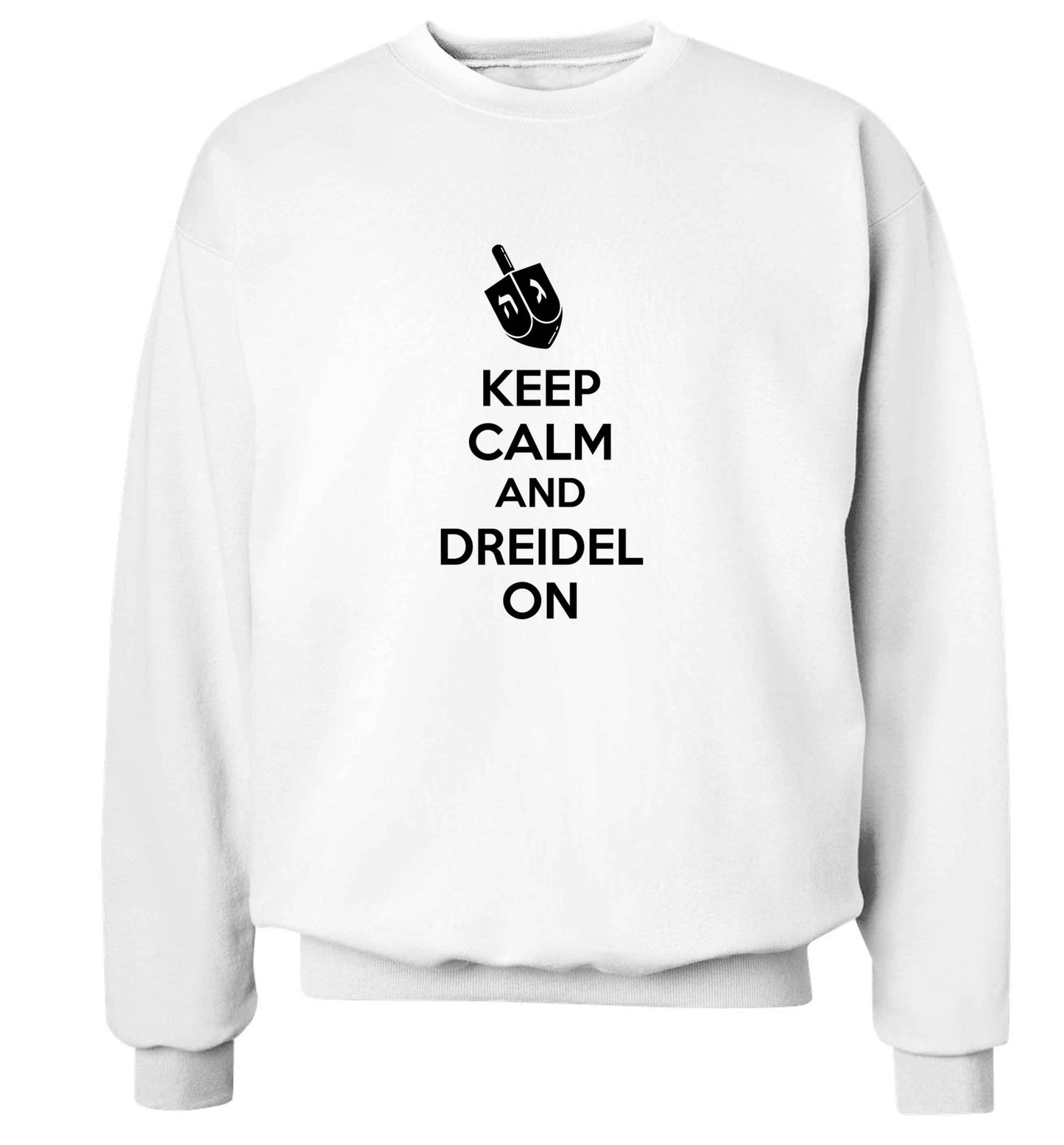 Keep calm and dreidel on adult's unisex white sweater 2XL